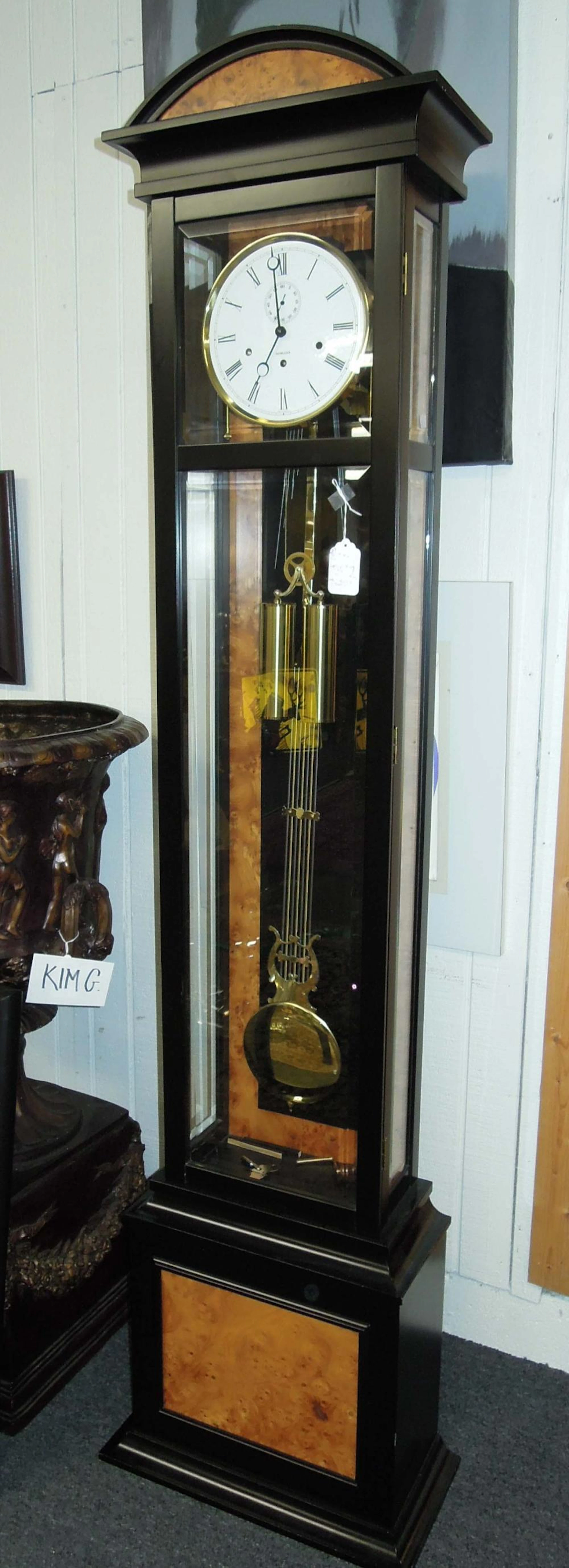 VERY FINE BURLWOOD GRANDFATHER CLOCK
