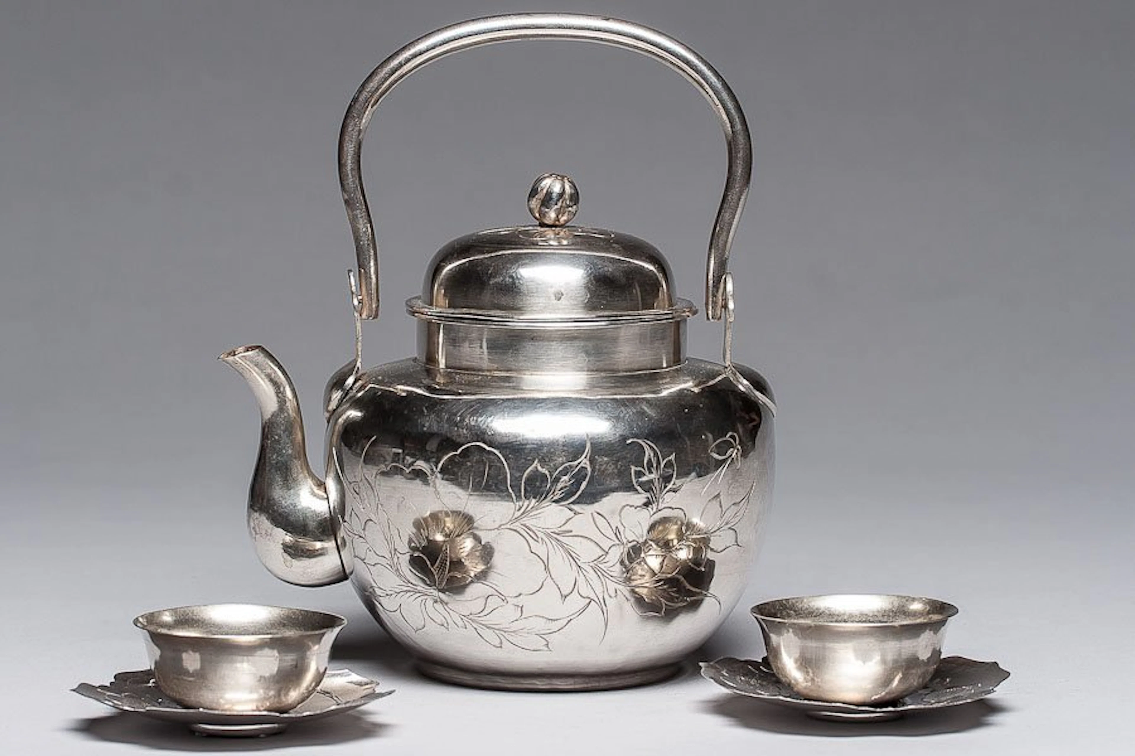 Japanese silver sake set