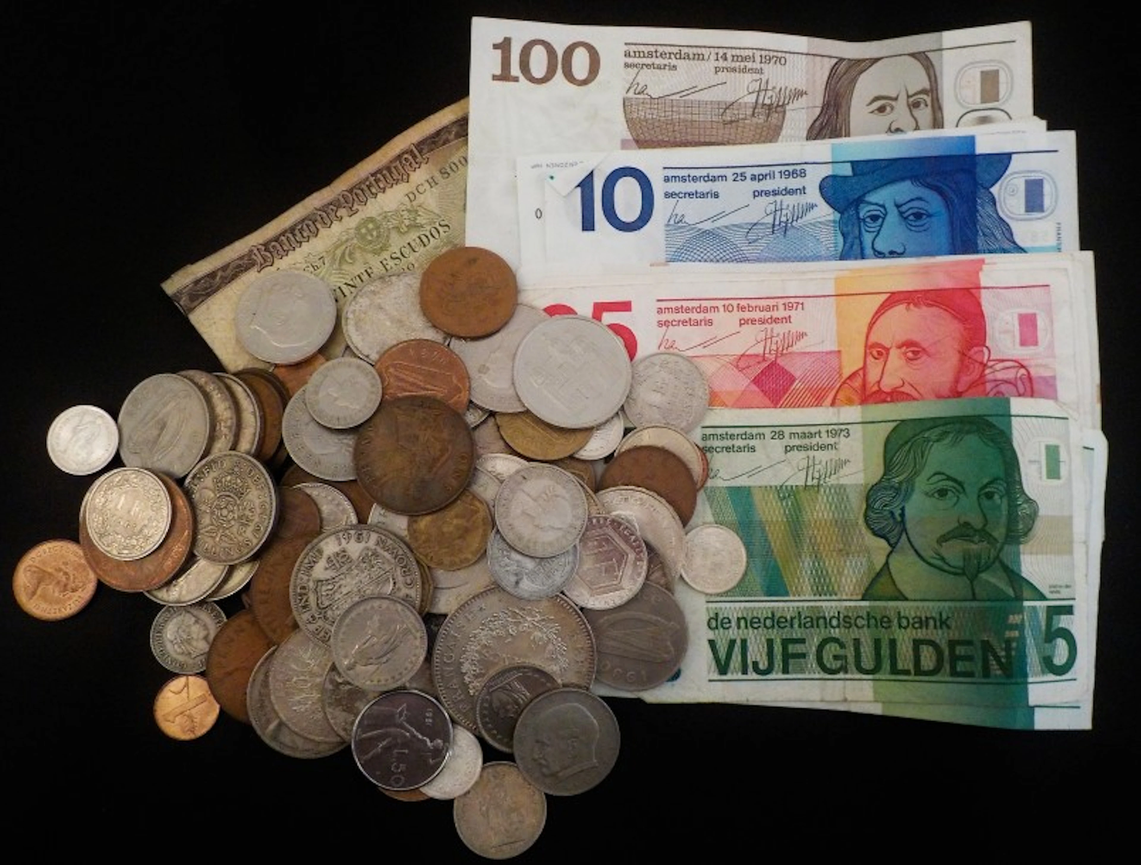 Lot de pièces et billets divers (Amsterdam