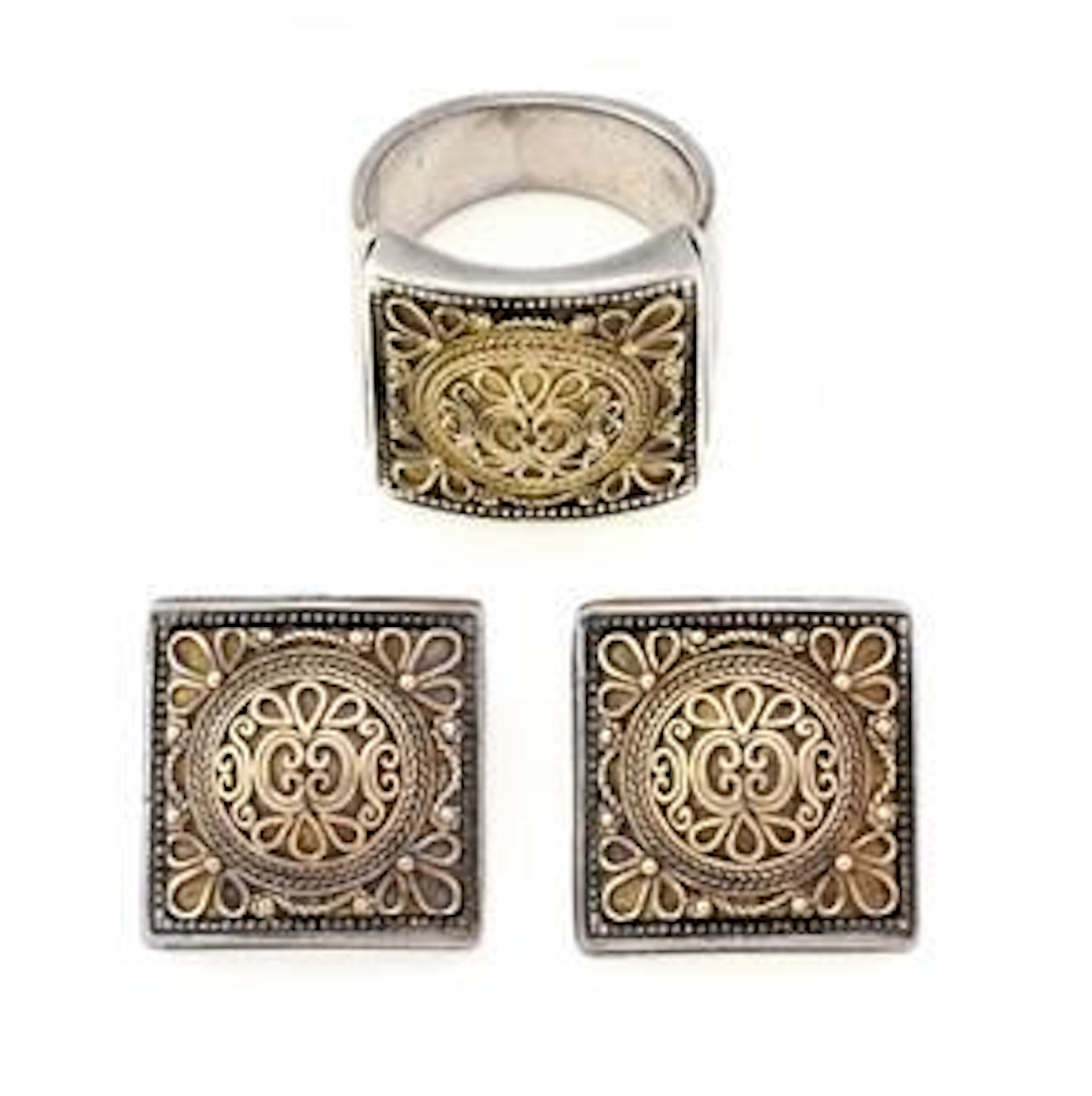 Konstantino 18k Yellow Gold 925 Silver Floral Clip O