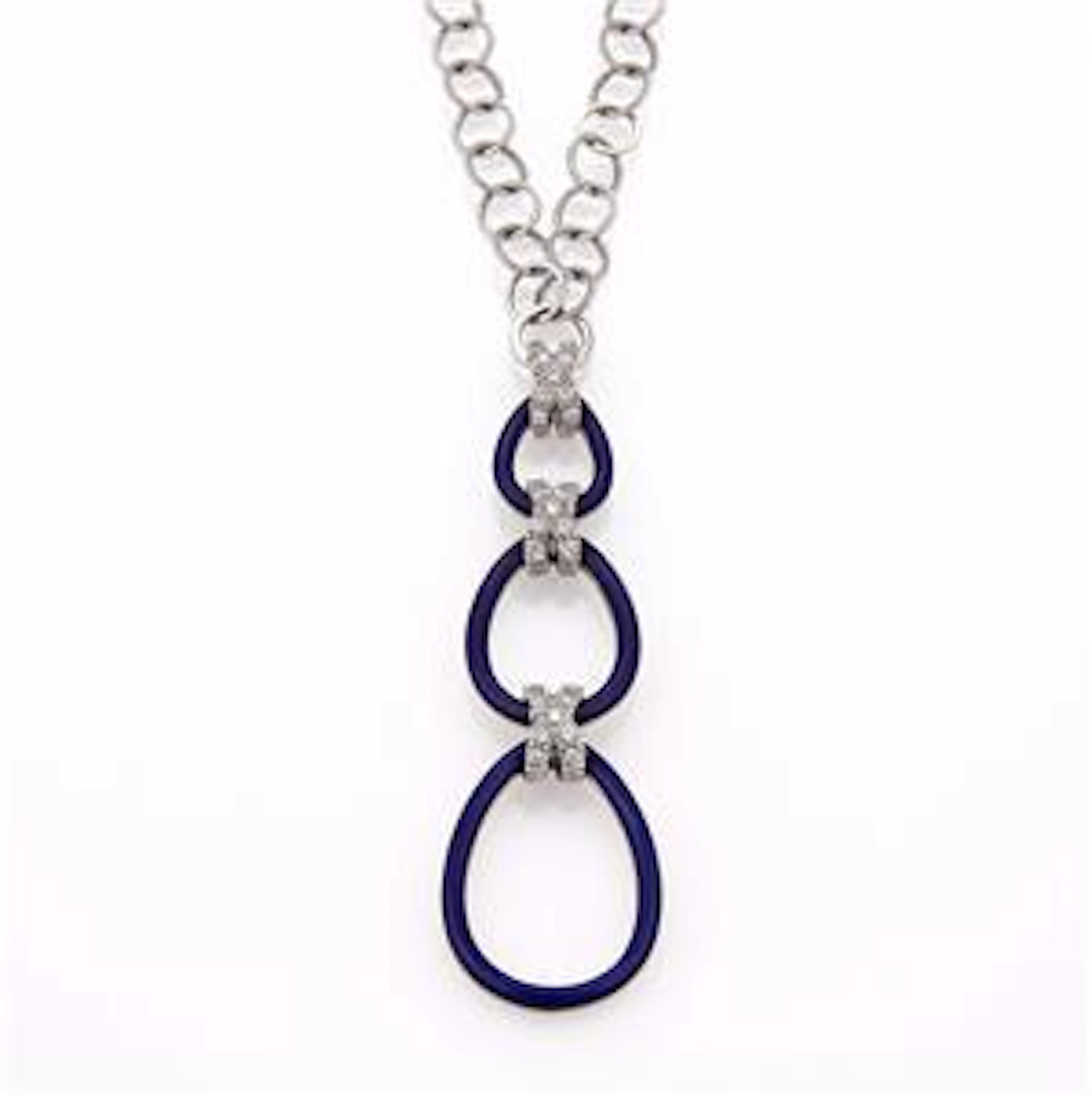 Faberge Diamond Enamel 18k Gold 3 Loop Pendant Circle