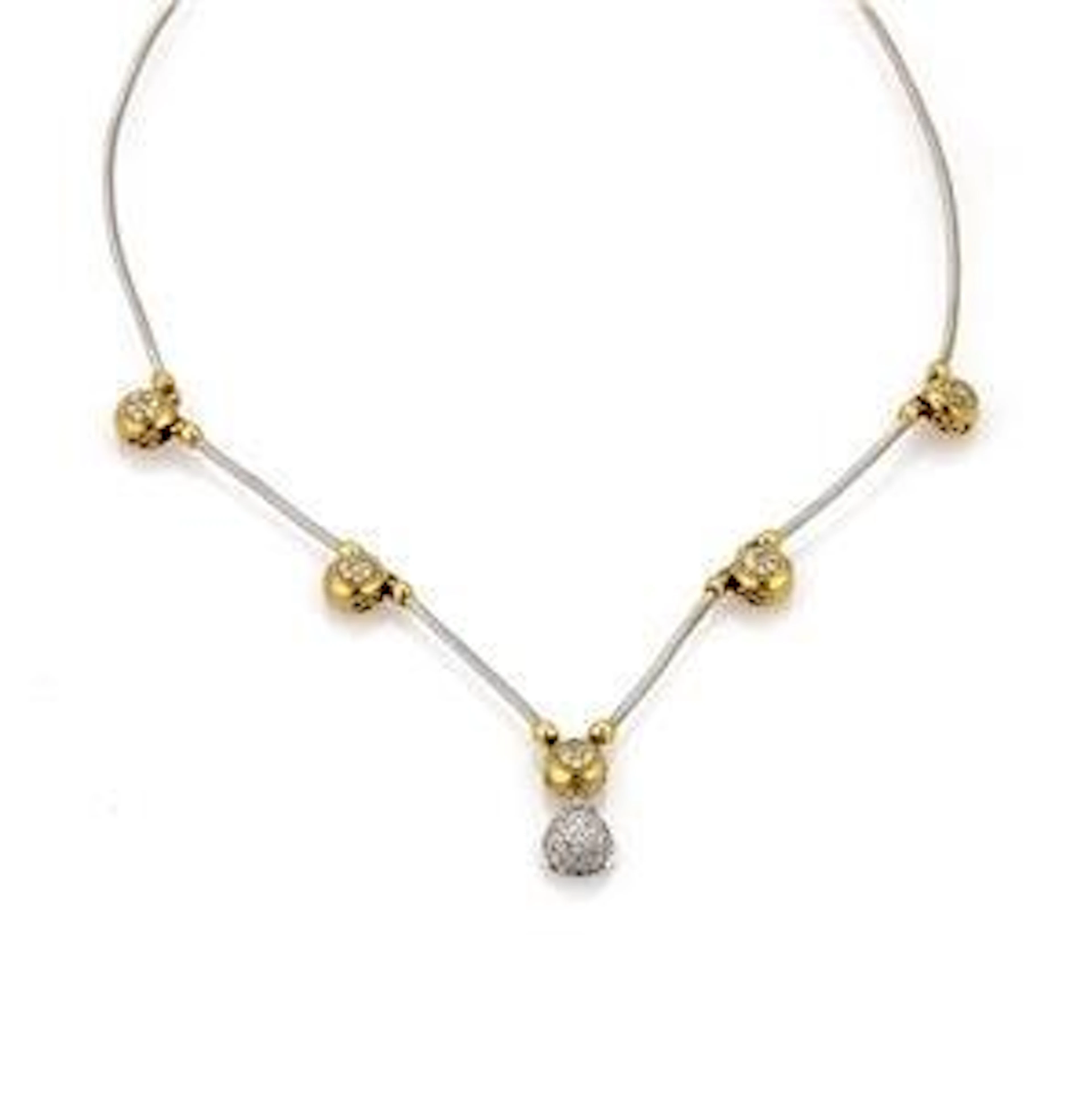 Charriol Diamond 18k Two Tone Gold Dot Station Cable