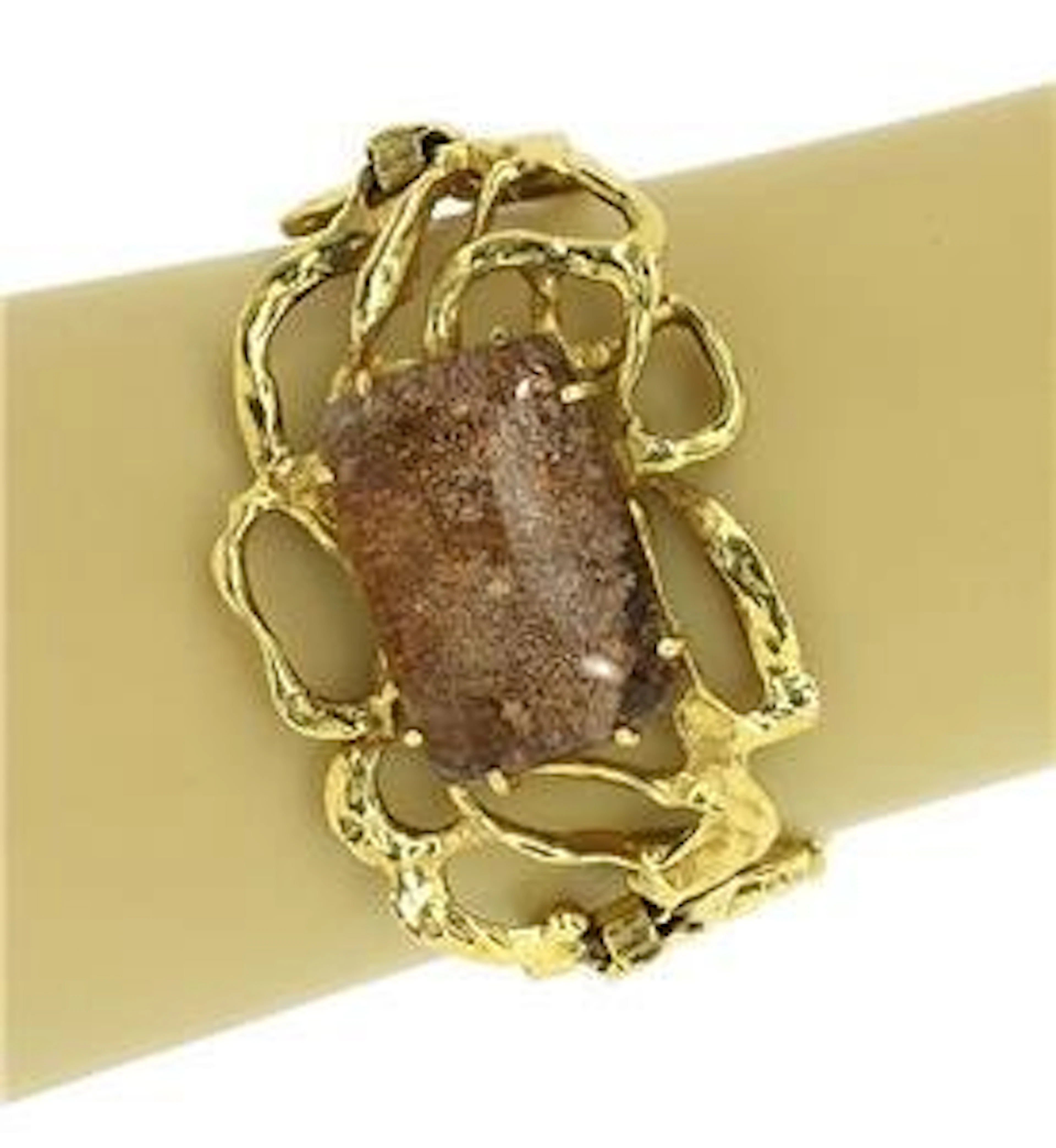 Vintage Fluorite Quartz 14k Yellow Gold Fancy Ope