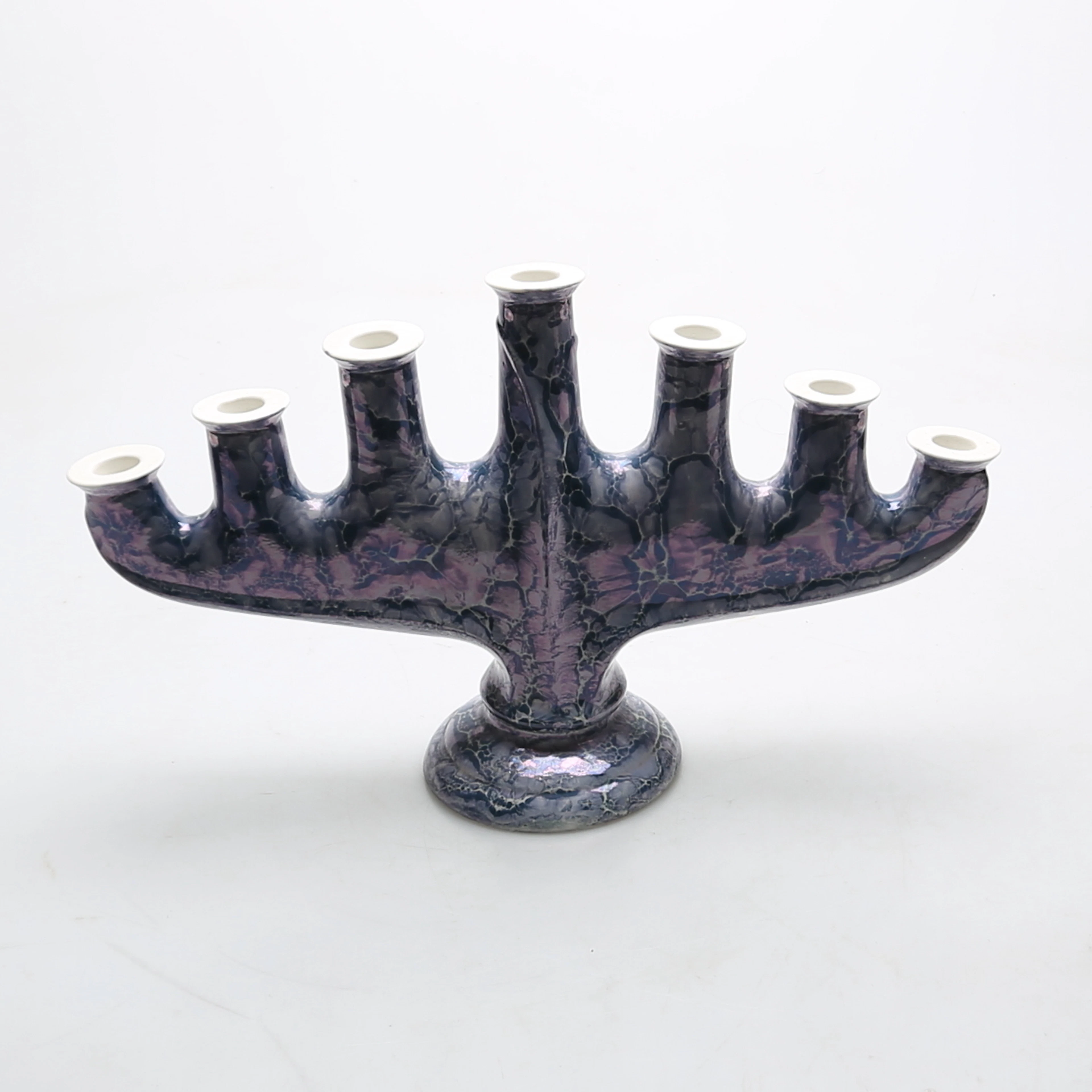 LJUSSTAKE, keramik, sjuarmad, 1900-tal.