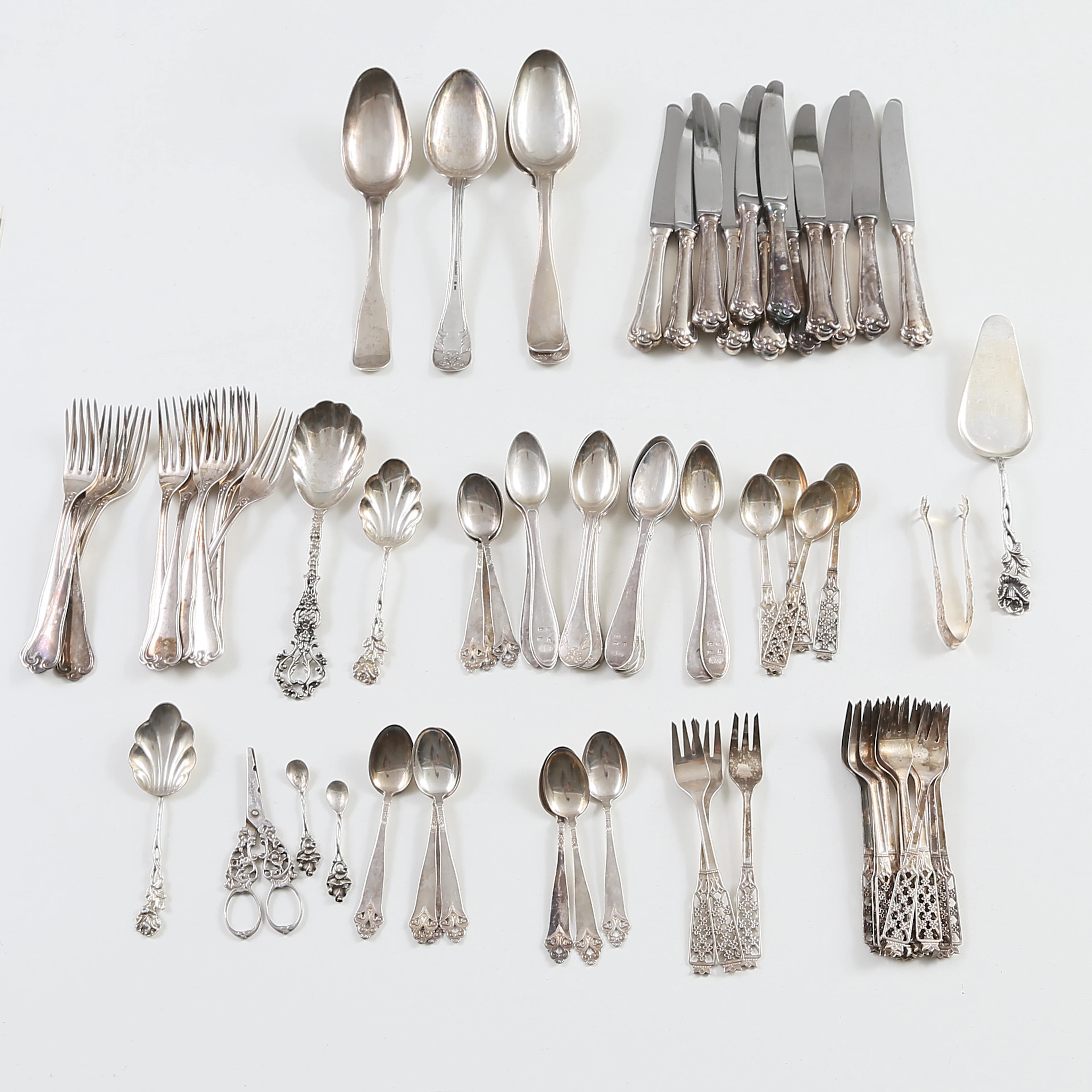 BESTICK, olika sorter, 78 delar, silver, mest 1900-tal.
