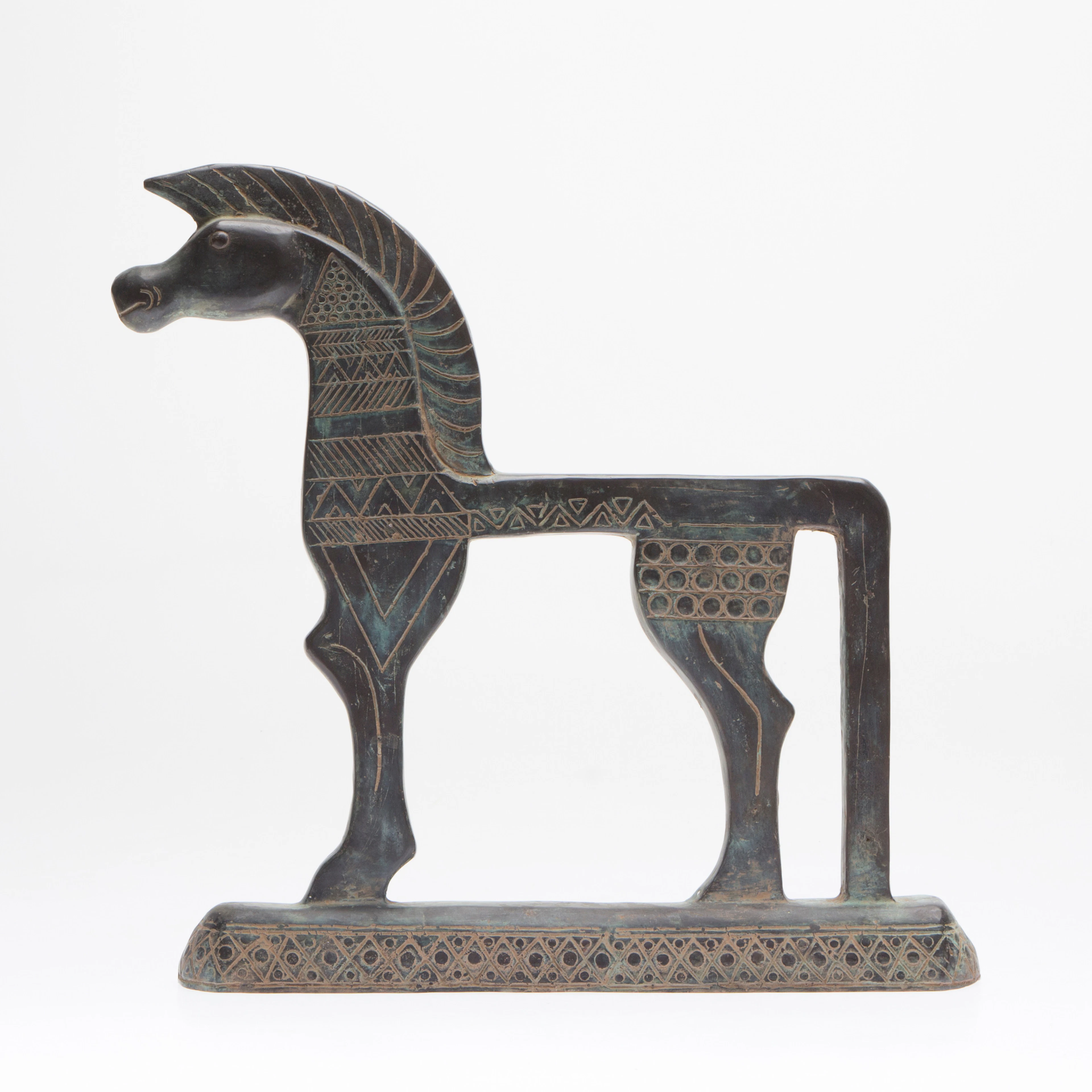 HÄSTSKULPTUR, patinerad brons, 1900-tal.