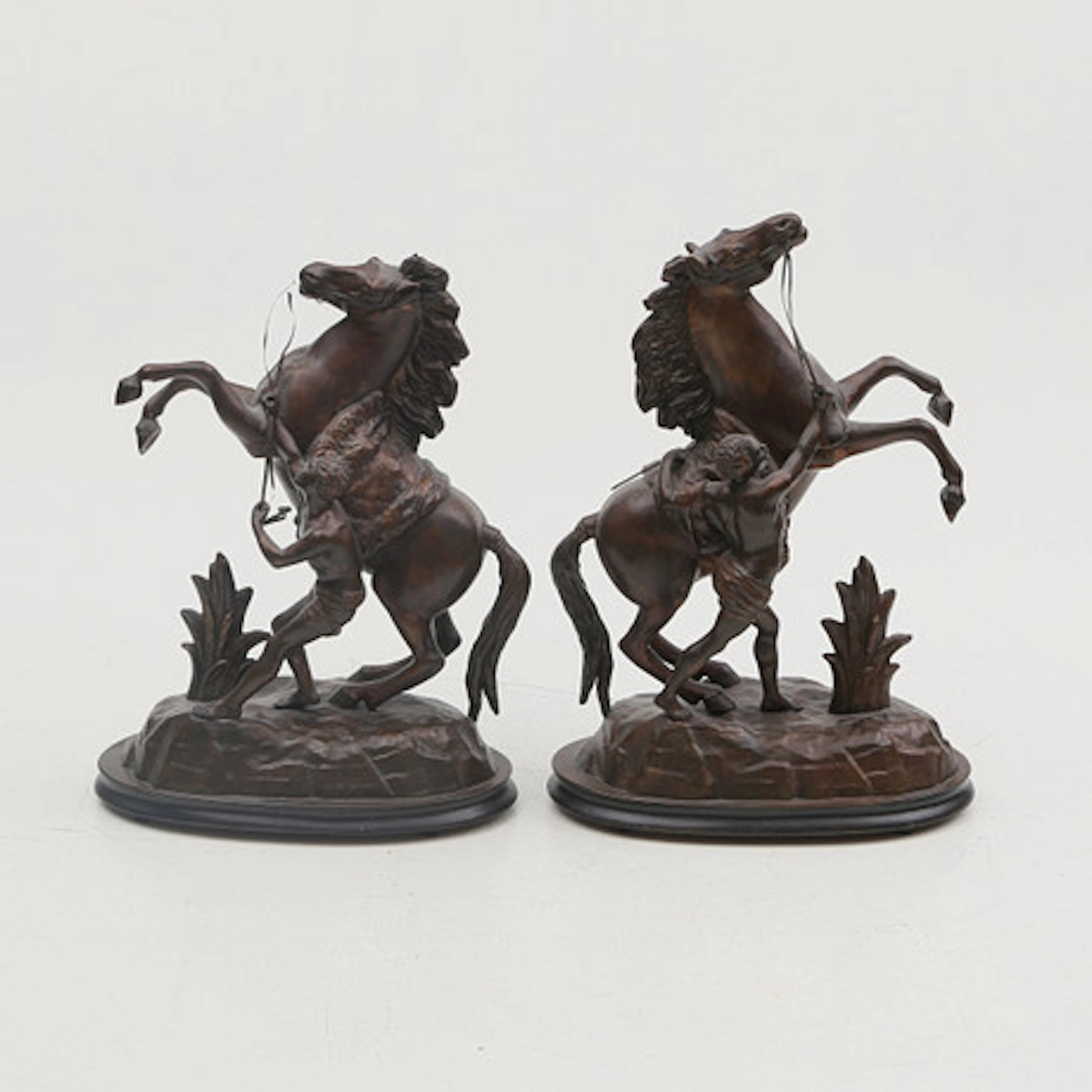 HÄSTSKULPTURER, 2 st, zink, 1900-tal.