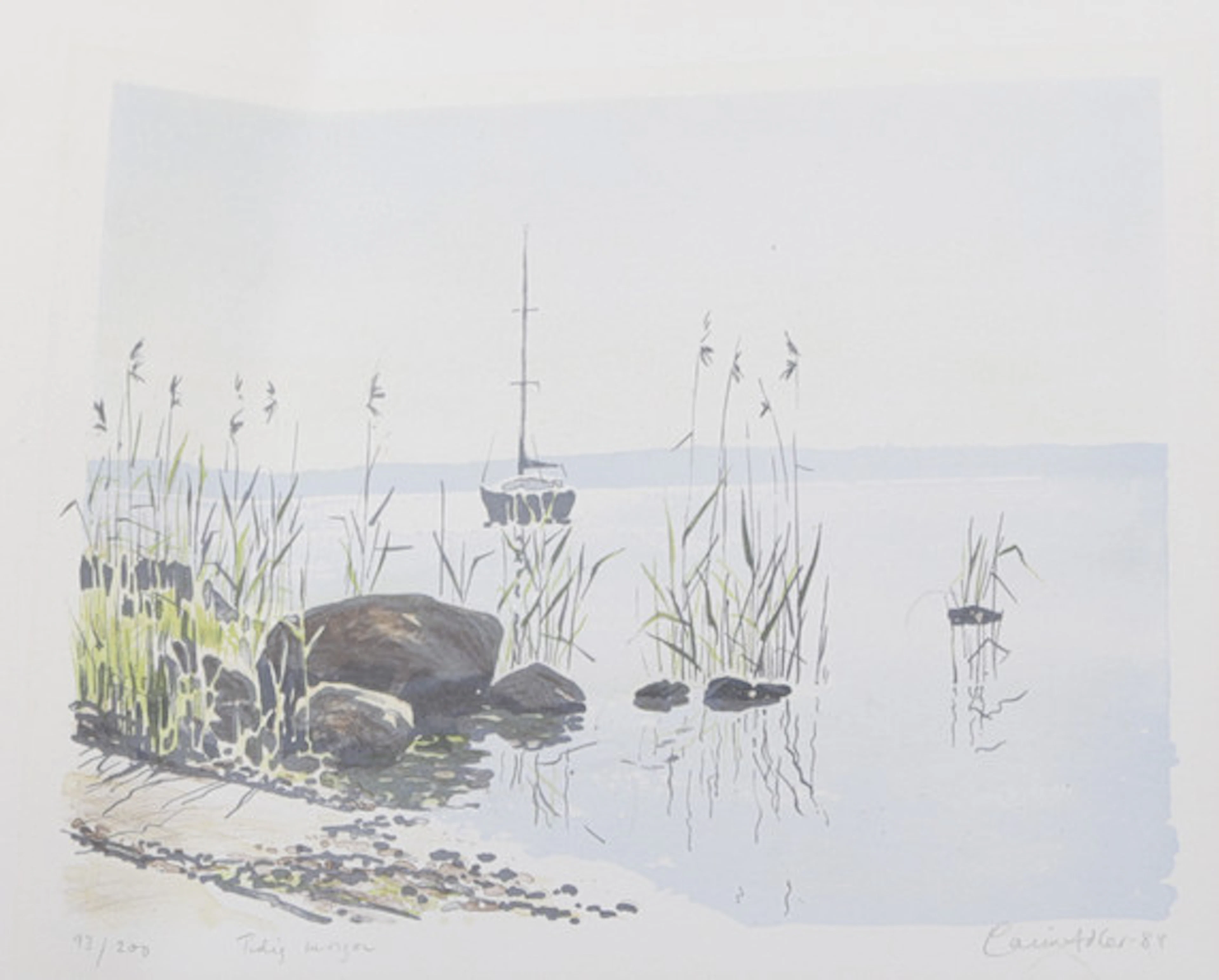 CARIN ADLER. LITO "Tidig morgon" signerad,…