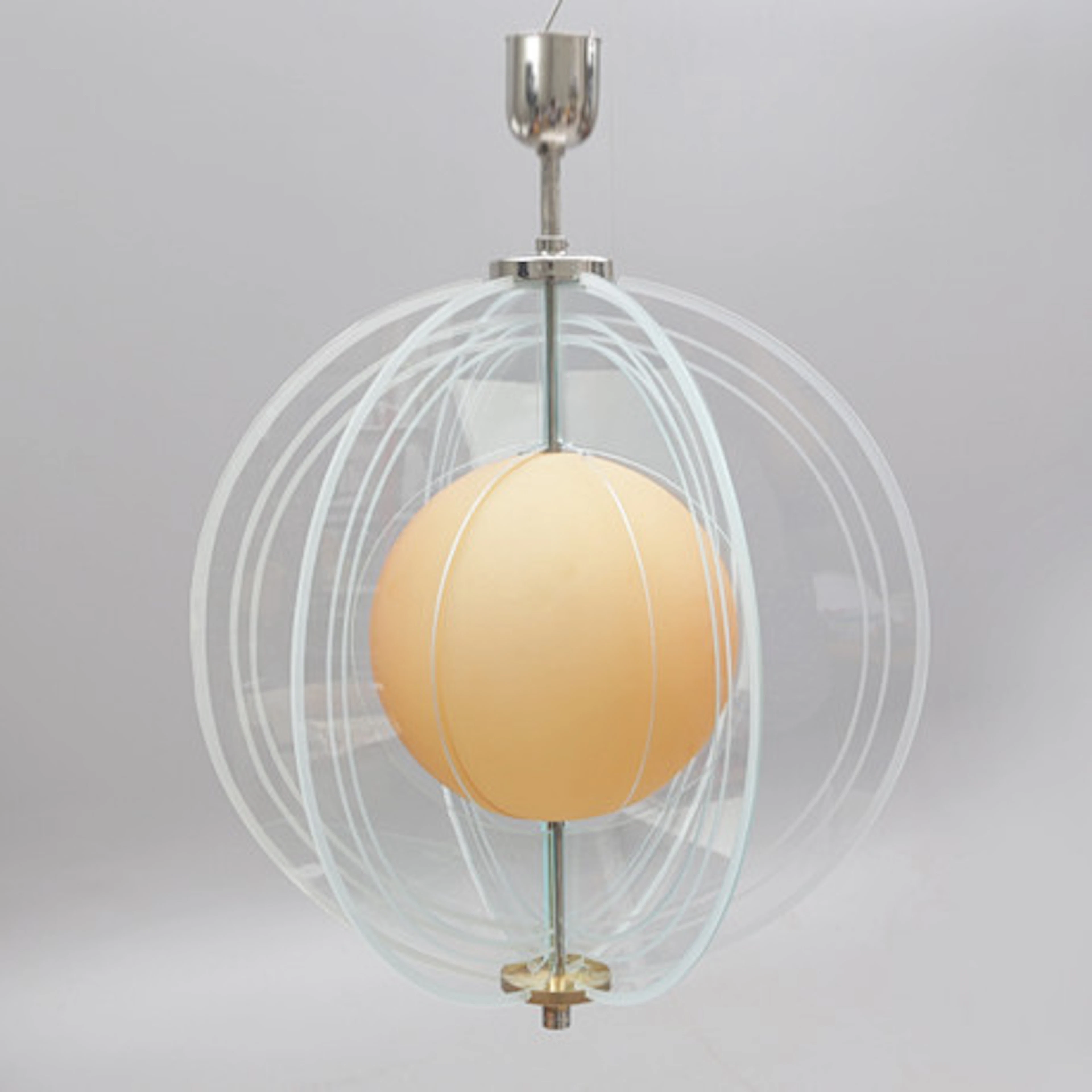 SATURNUSLAMPA, glas/metall, 1900-tal.