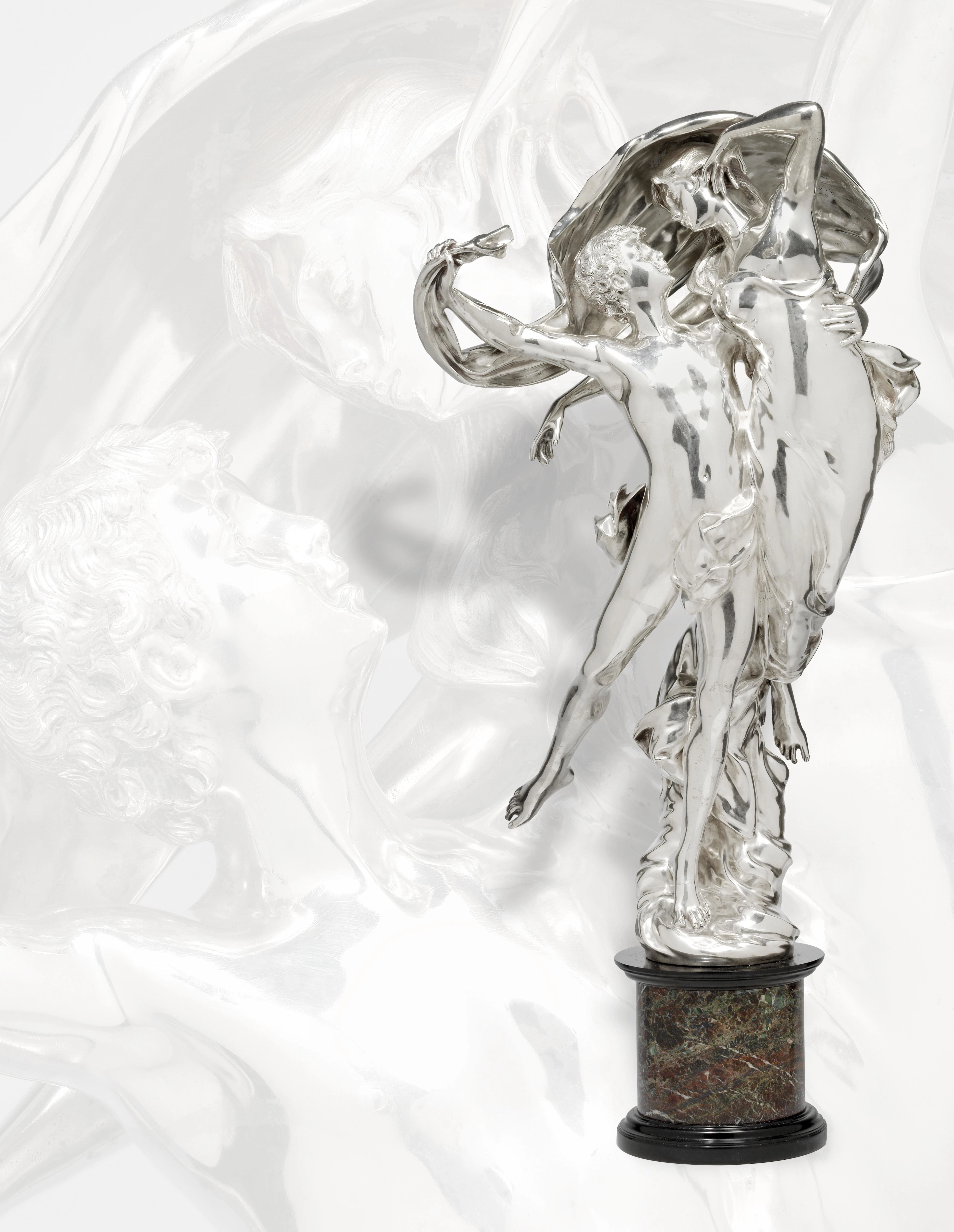 A sculpture of a young couple, from France