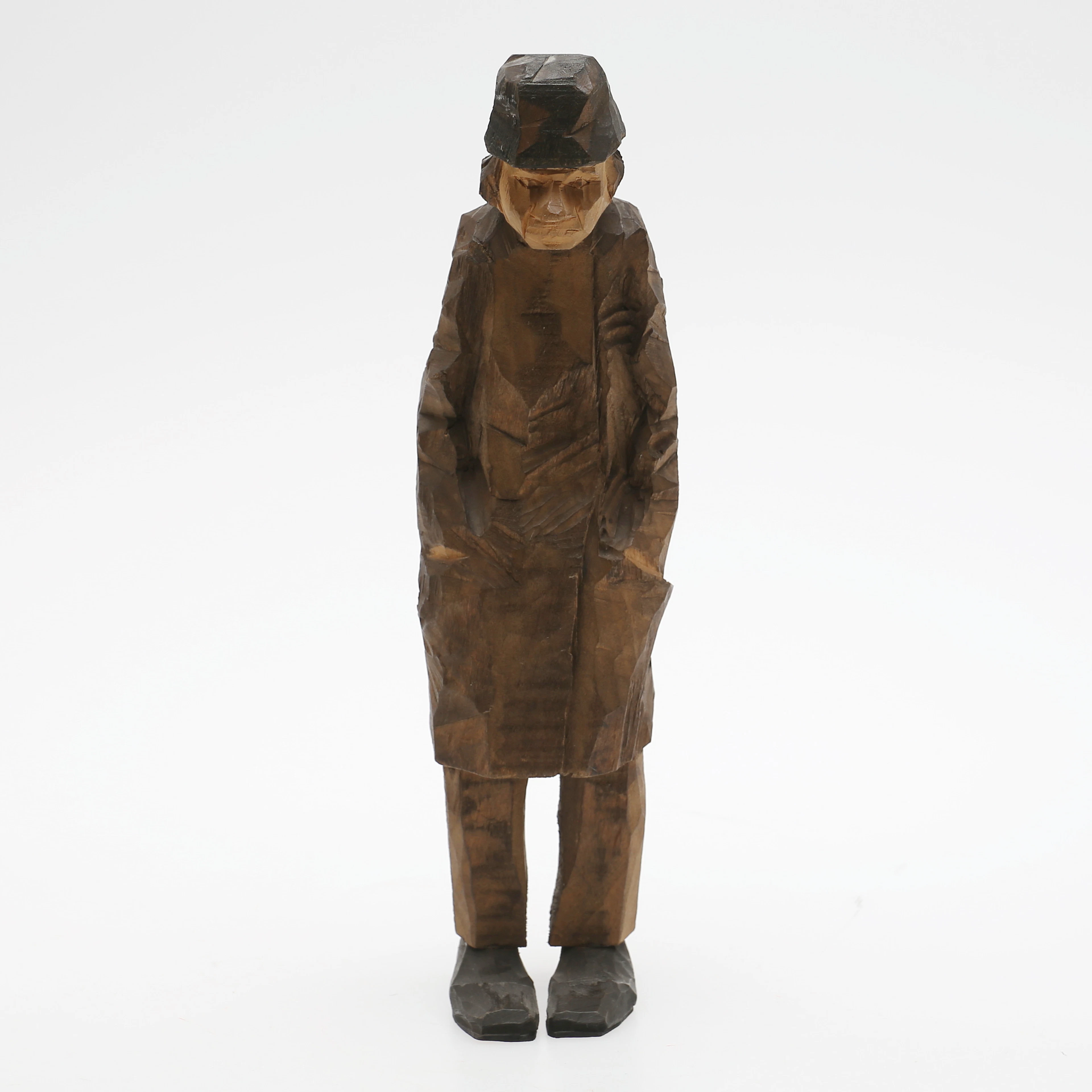 AXEL PETERSSON "DÖDERHULTARN". Skulptur, trä, gubbe ur auktionsgrupp, stämpelsignerad.