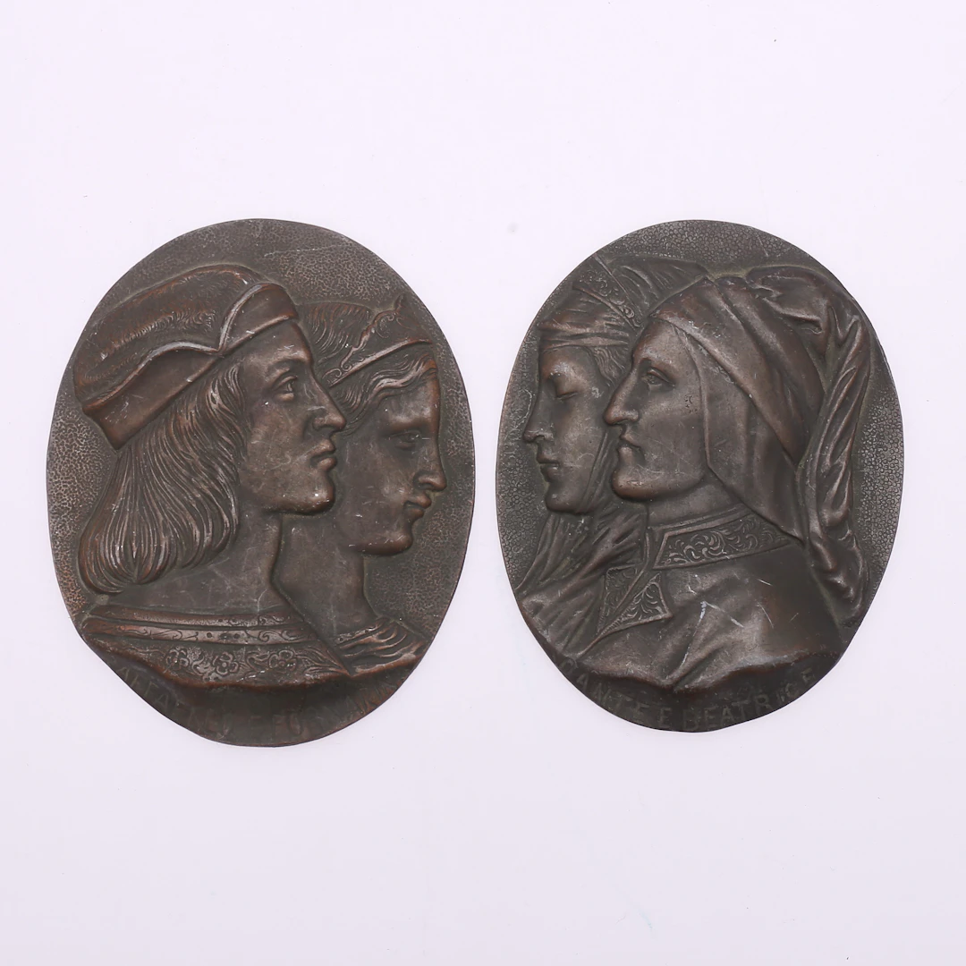 PLAKETTER, ett par, brons, Italien, 1800-tal.