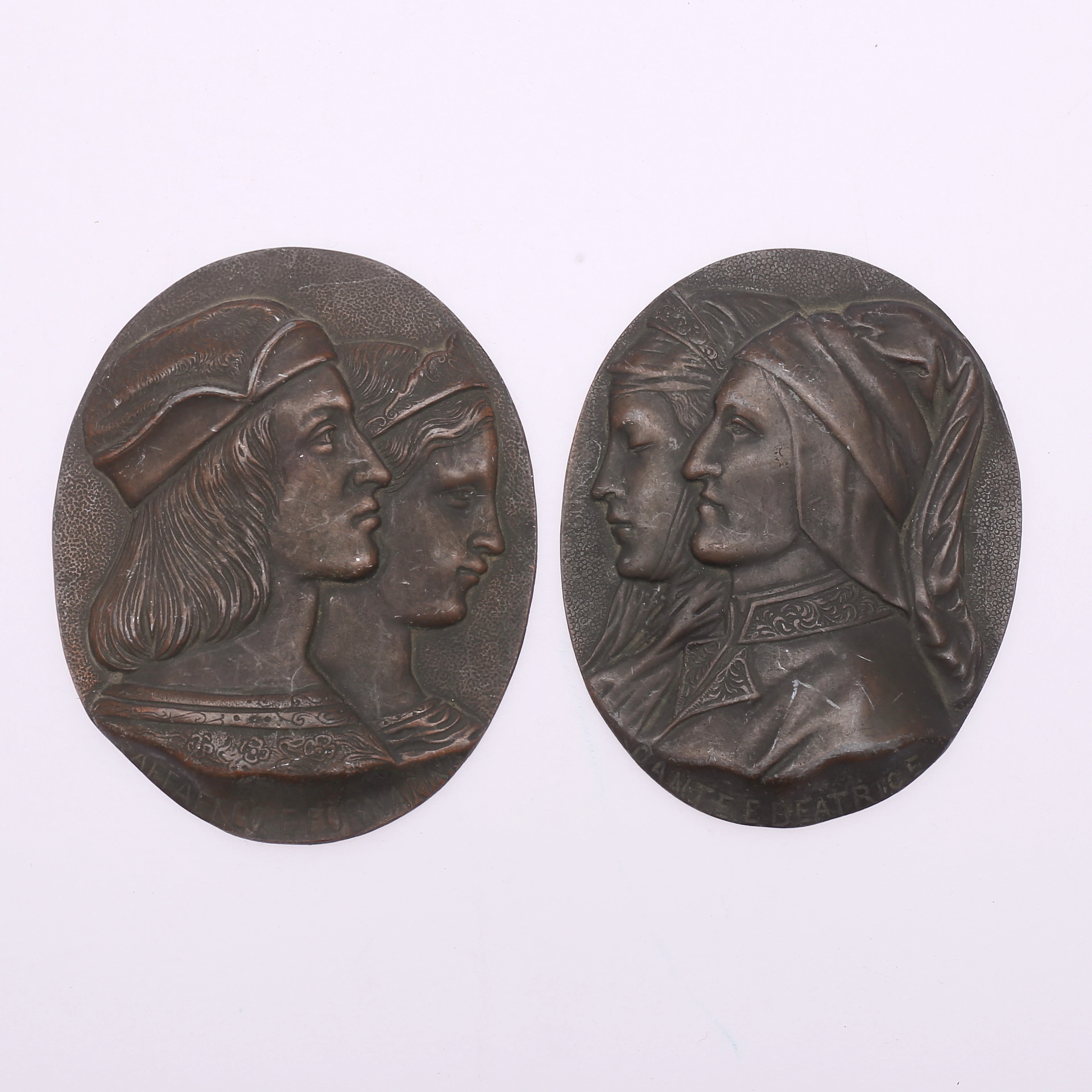 PLAKETTER, ett par, brons, Italien, 1800-tal.