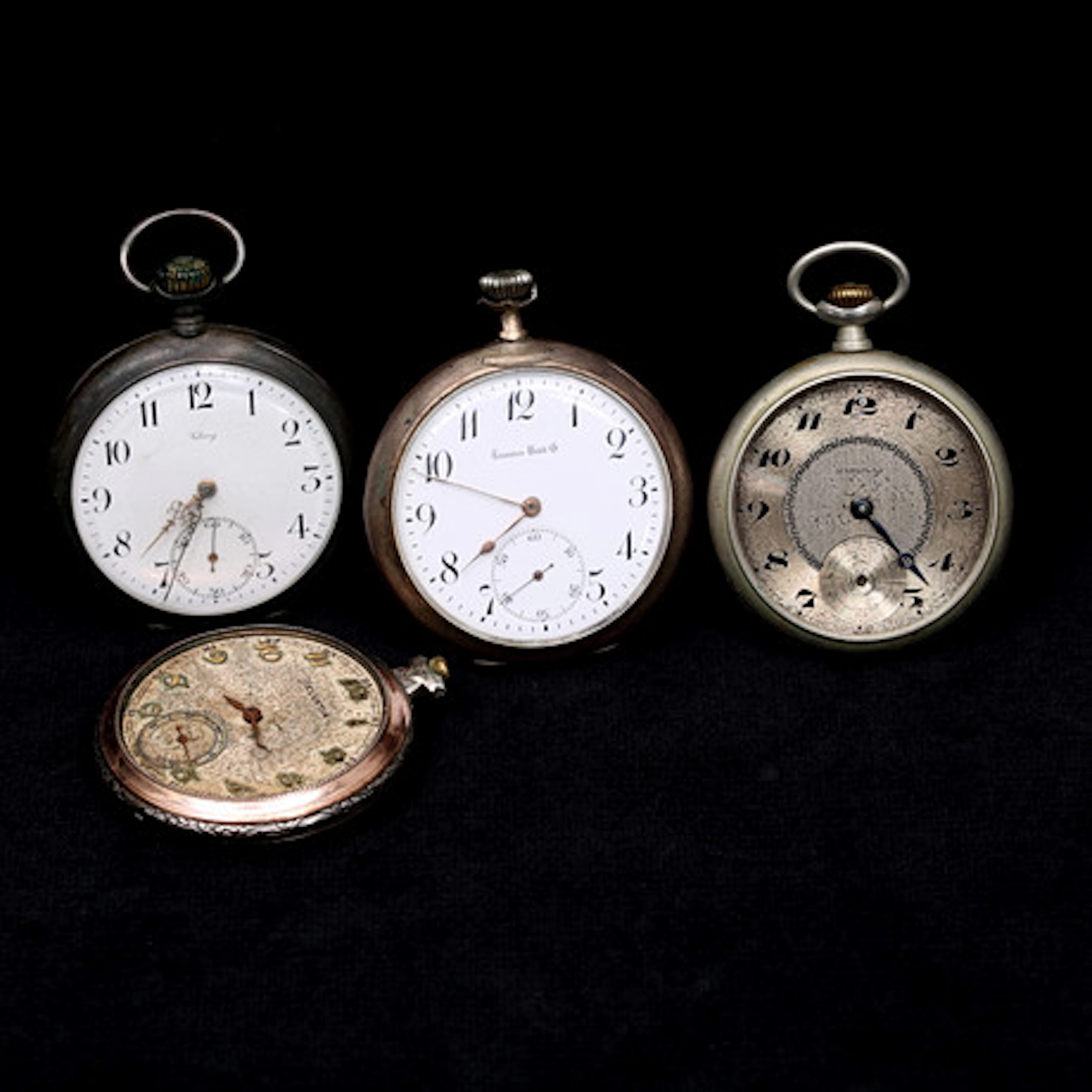 FICKUR, 4 st, delvis silver, 1800/1900-tal.