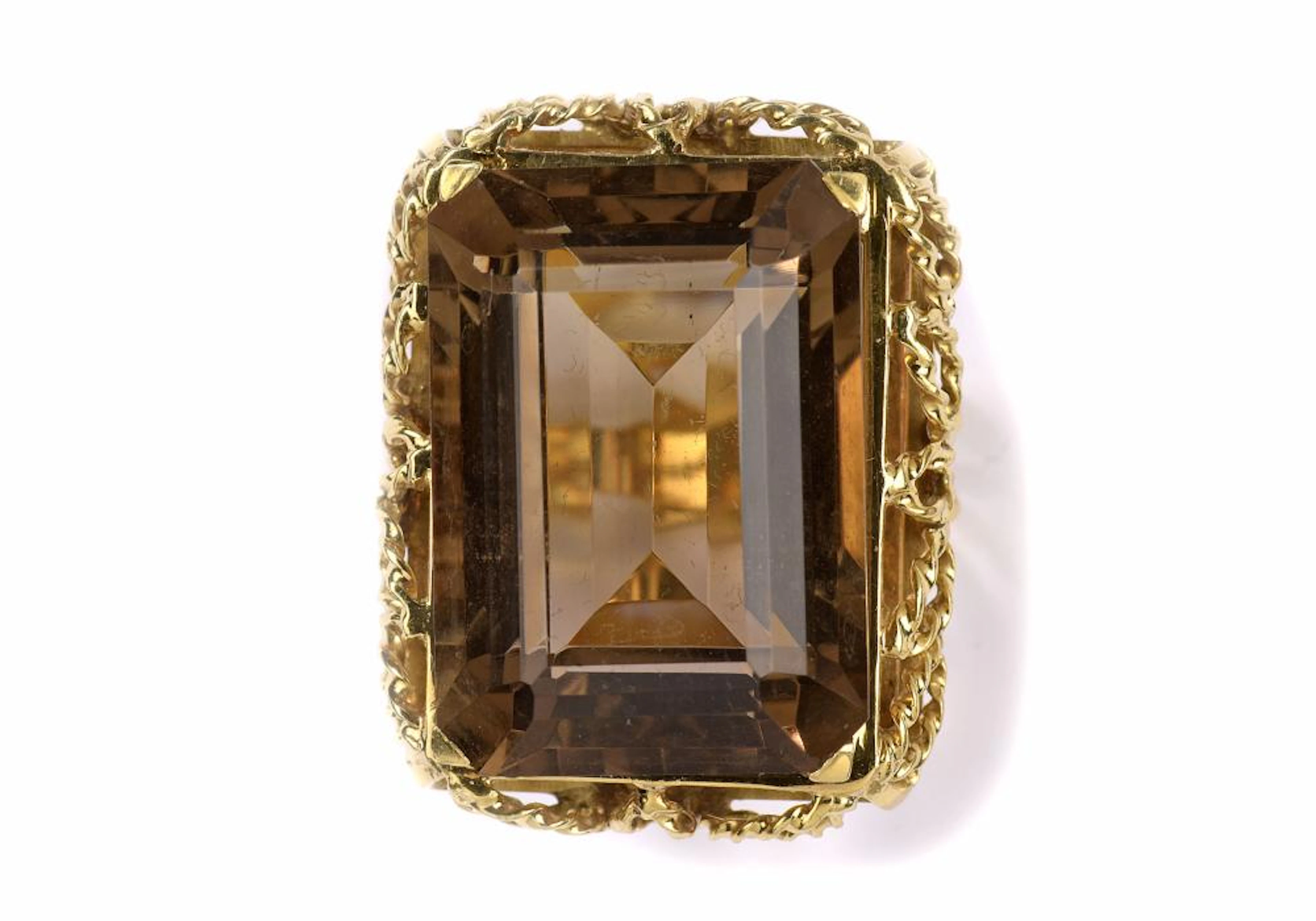 Ring mit großem Rauchquarz. 585-Gold.