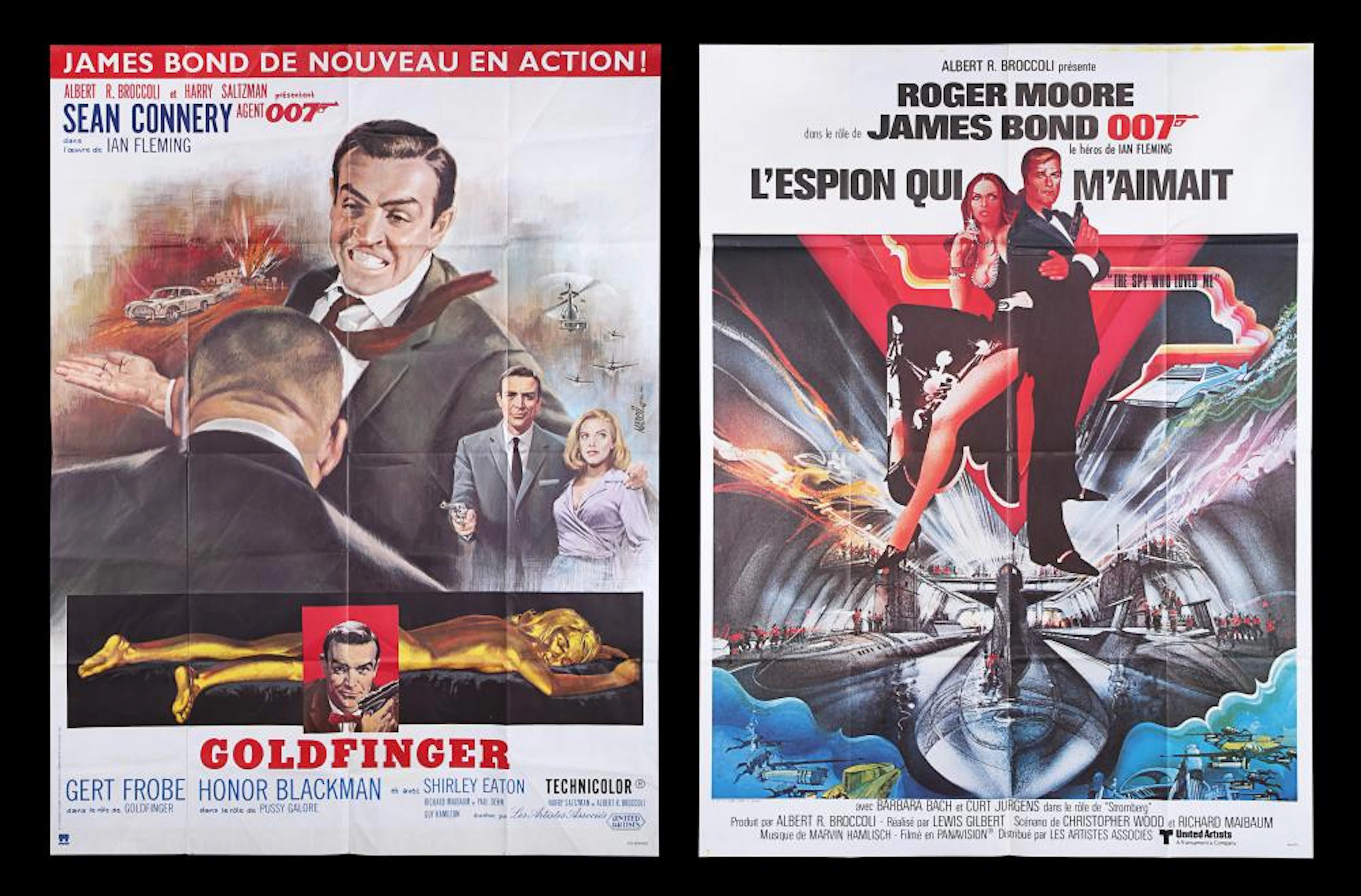 GOLDFINGER (1964) AND THE SPY WHO LOVED ME (1977) - Two French 'Grande' Affiche