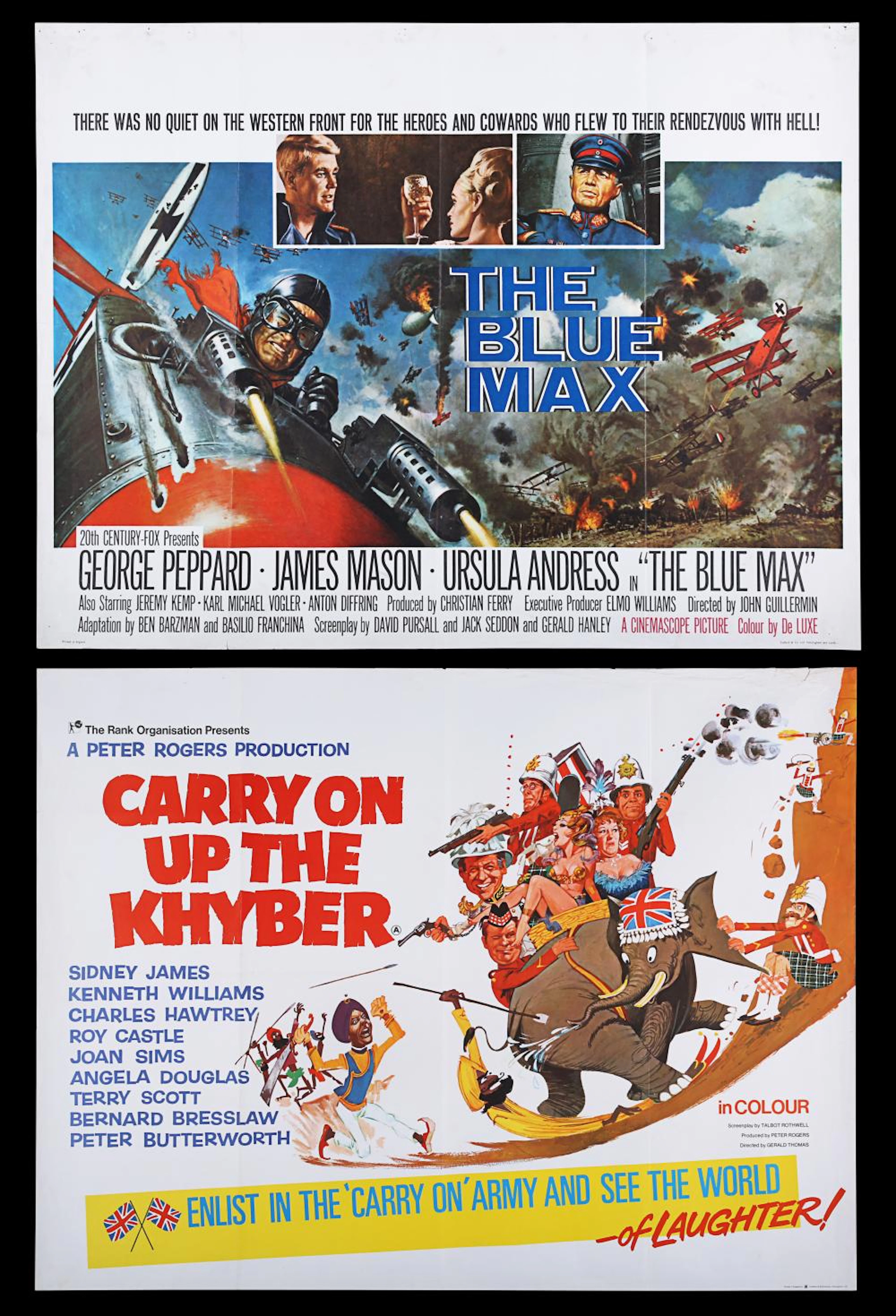THE BLUE MAX (1966) AND CARRY ON UP THE KHYBER (1968) - Two UK Quad Poster