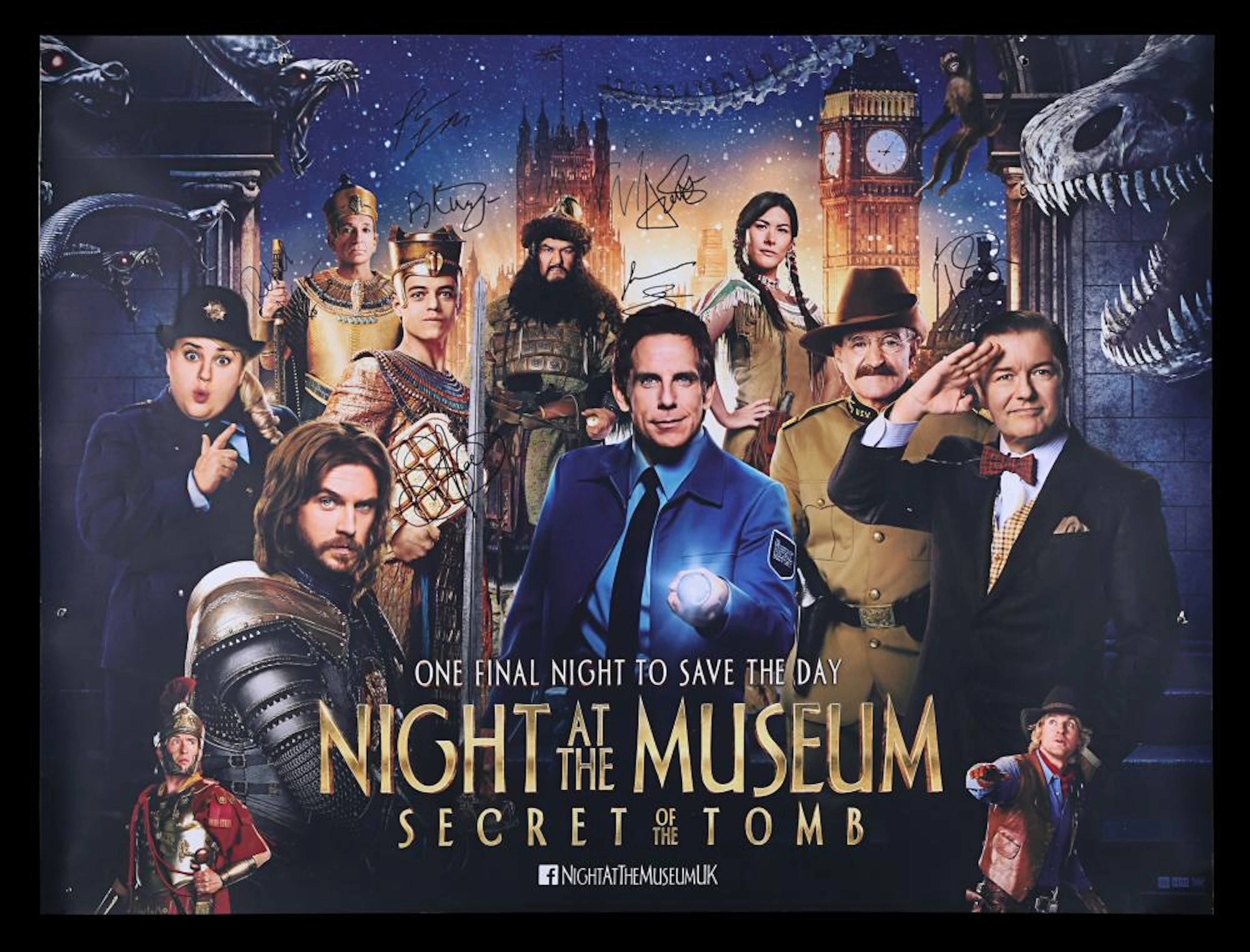 NIGHT AT THE MUSEUM: SECRET OF THE TOMB (2014) - Autographed Poster, 2014