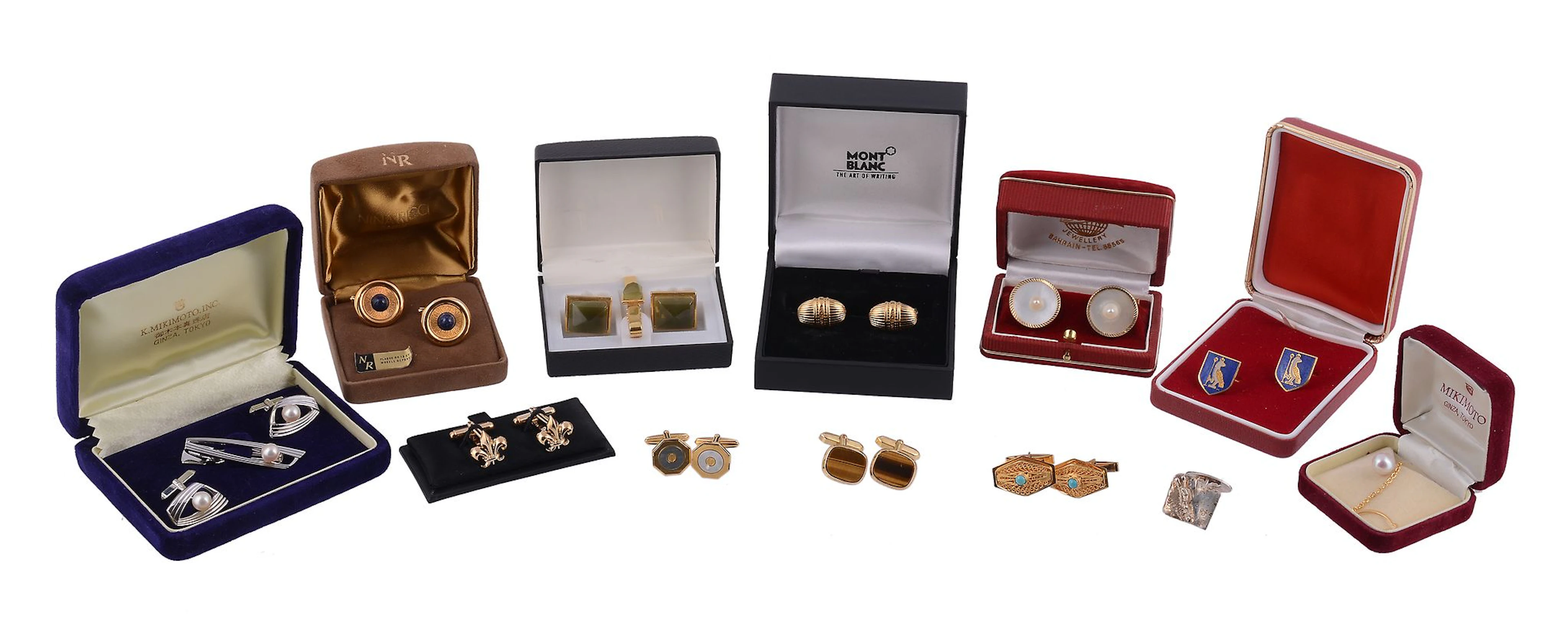A pair of Montblanc cufflinks, the oval striated gilt panels inscribed...