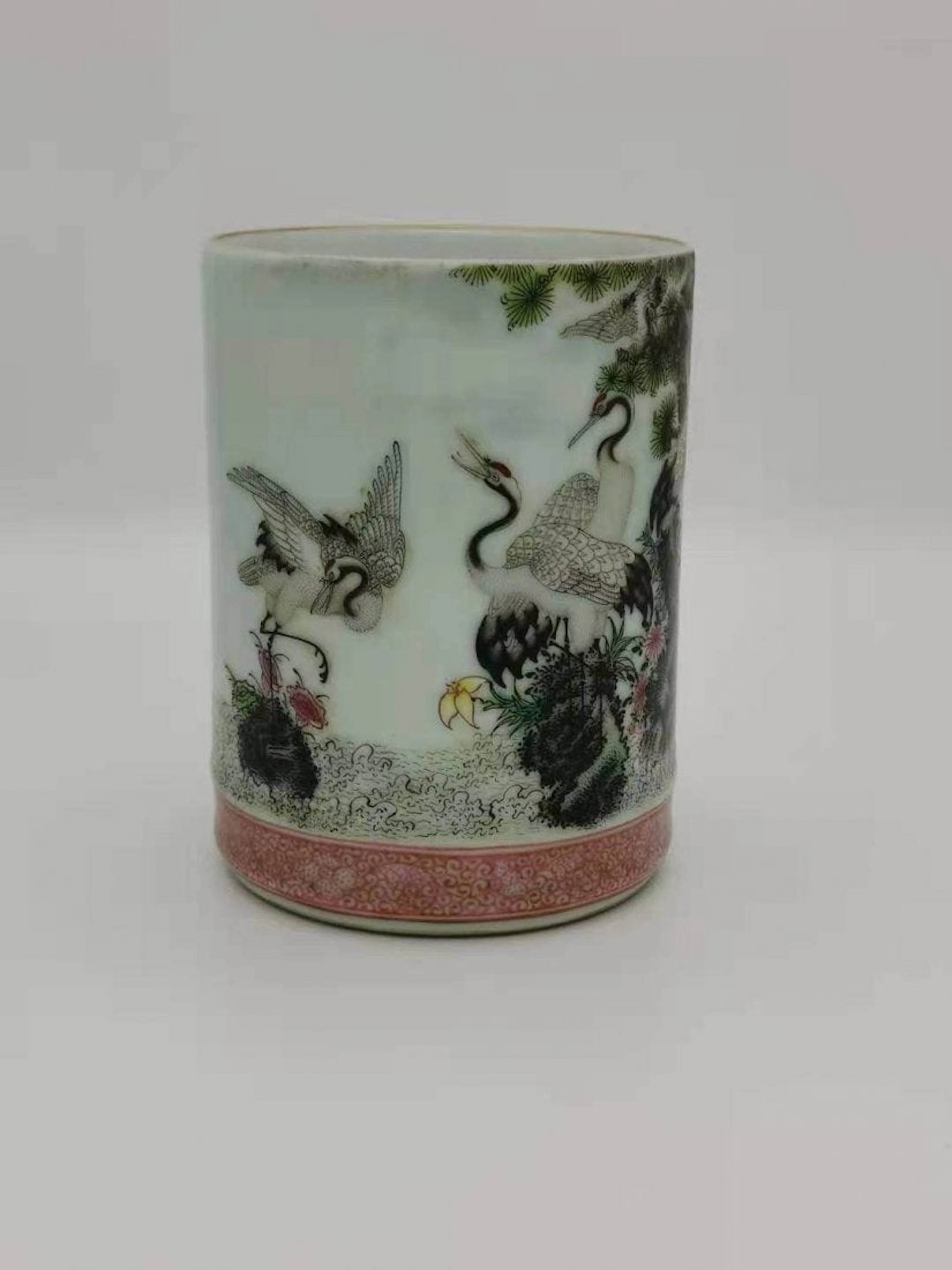Chinese Familie Rose Brush Pot