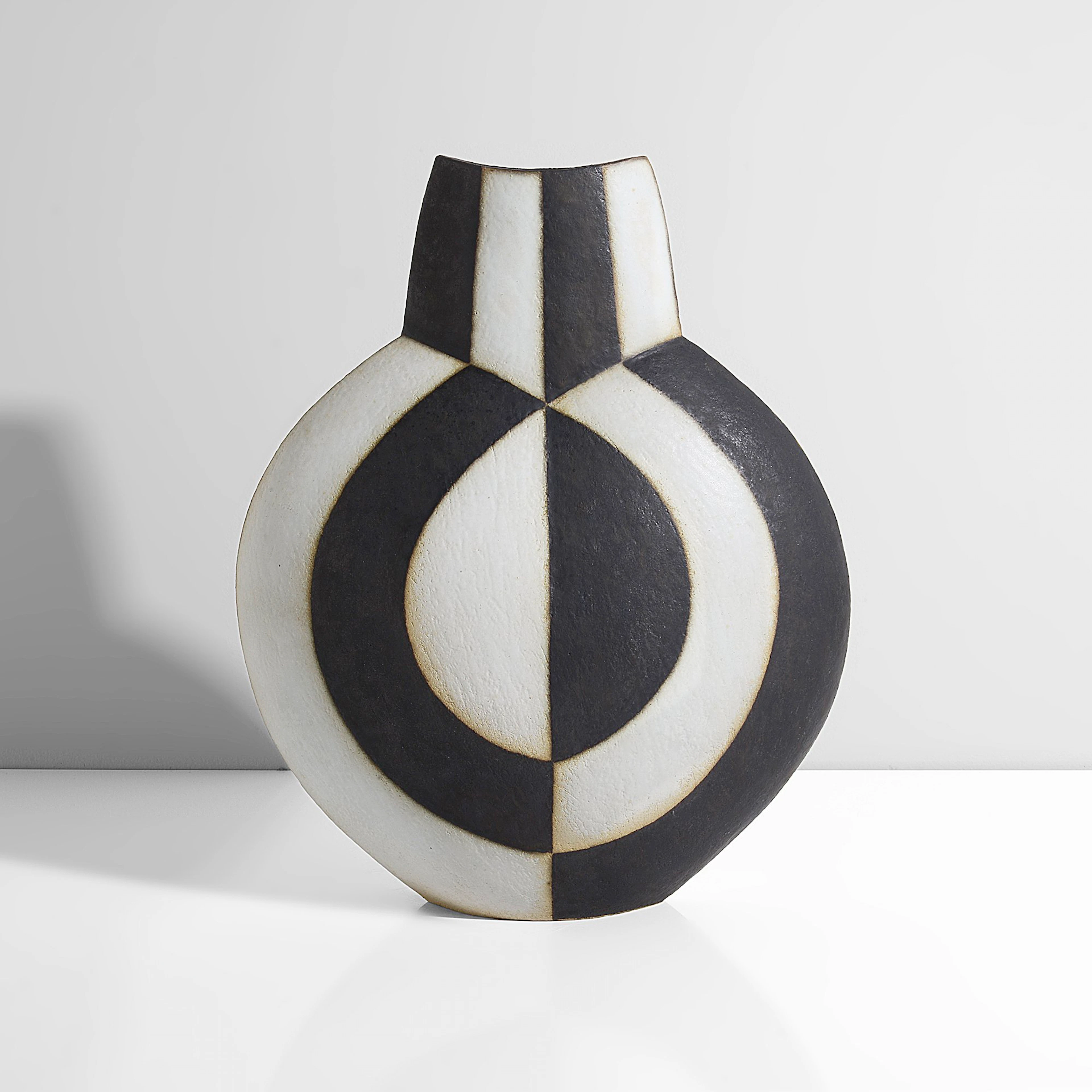 John Ward (British, 1938-2023), 'Large Black and White Disc Pot', circa 1995