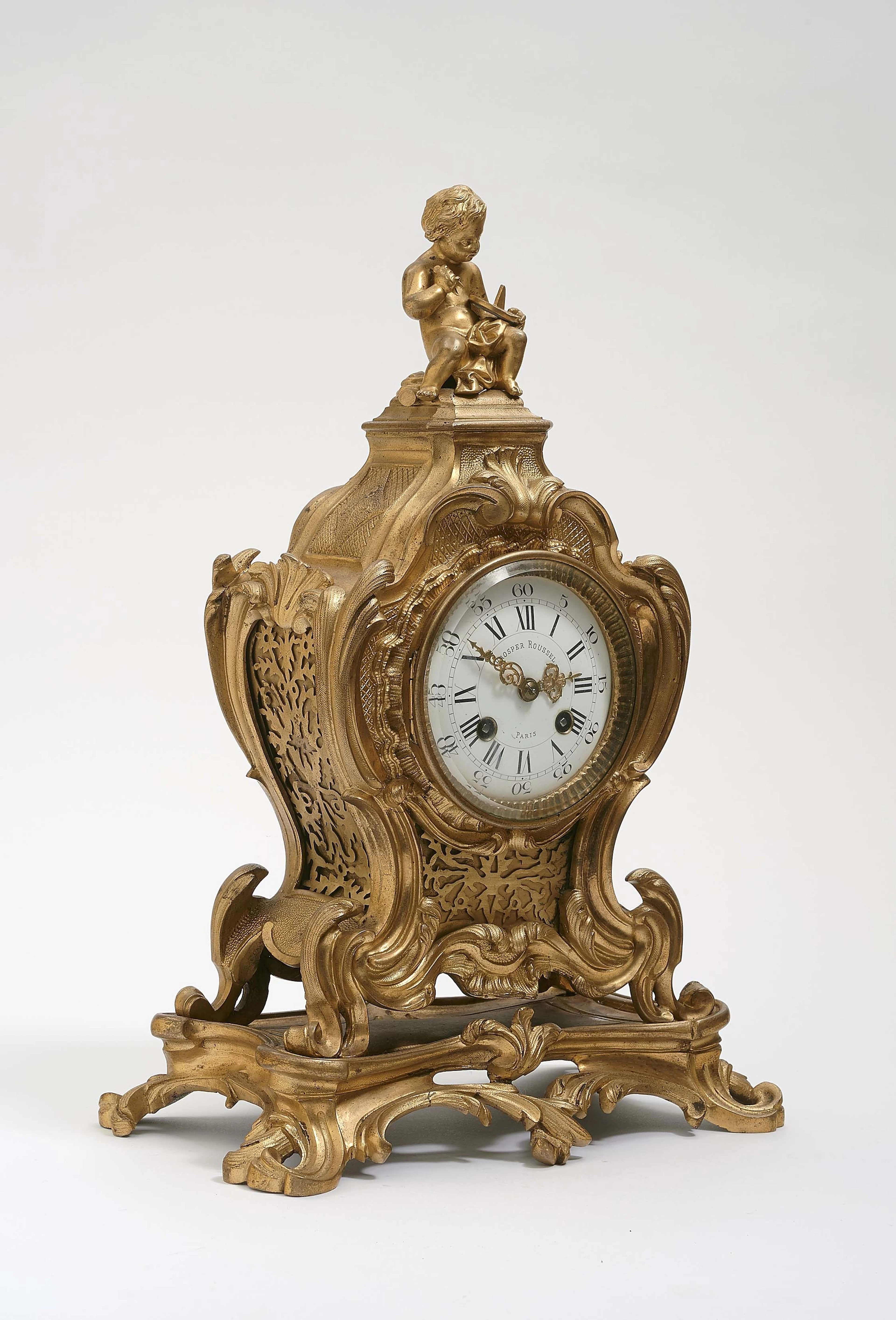 PROSPER ROUSSEL. Kaminuhr, Paris, Louis-XV-Stil.