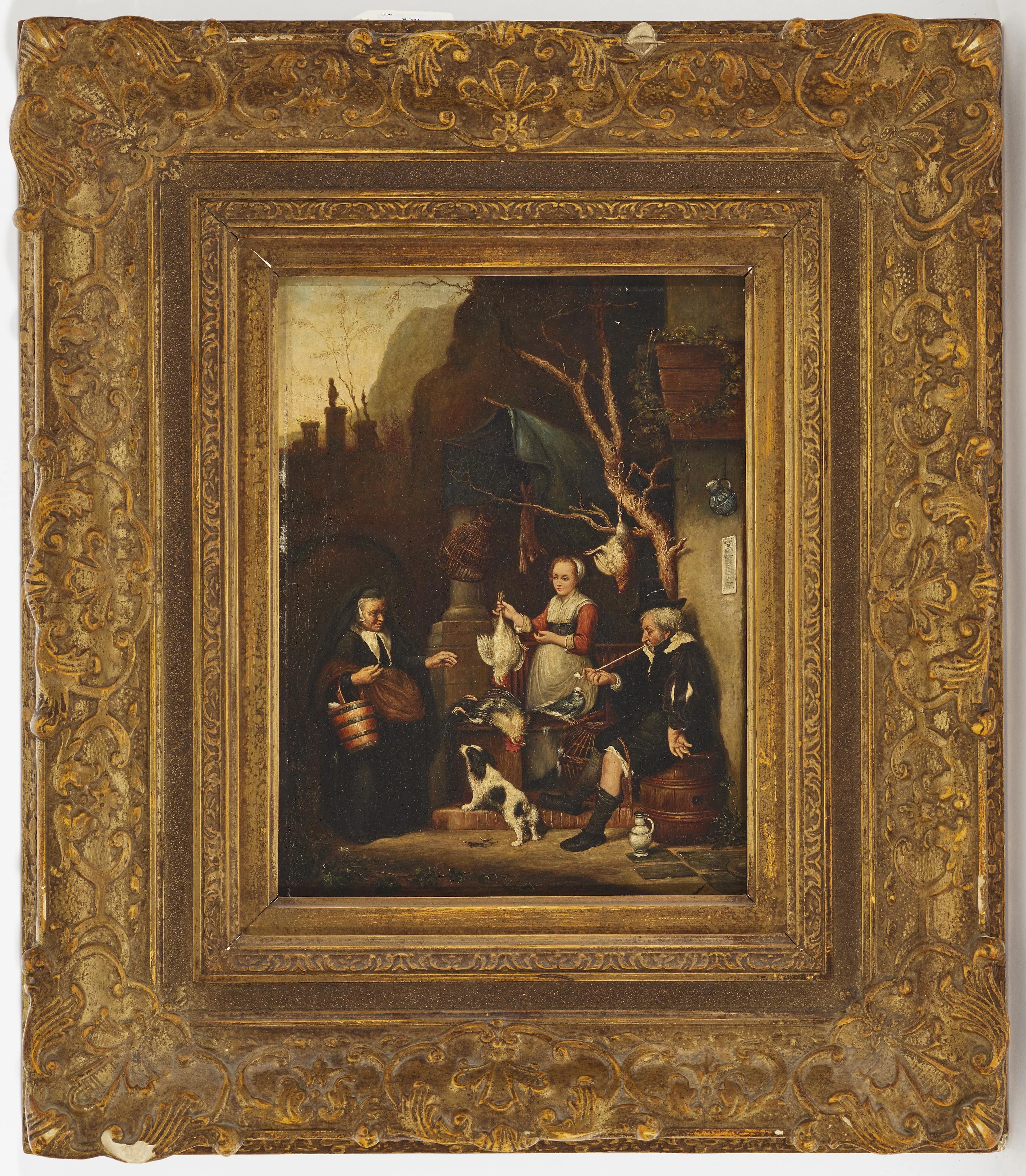 UNBEKANNTER KÜNSTLER. Die Geflügelverkäuferin, Kopie nach Gabriel Metsu.