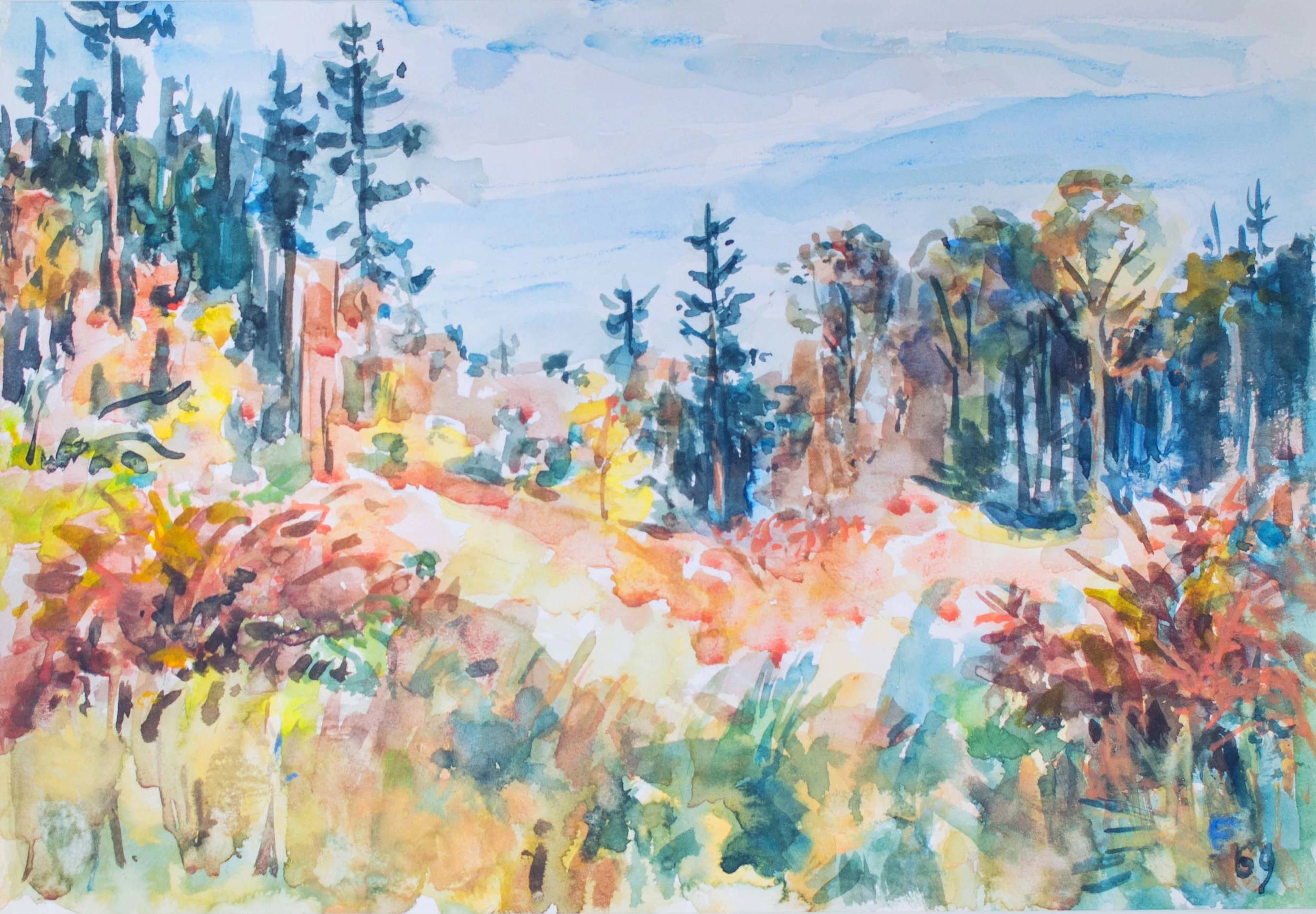 FRANZ FRANK. Zwei Aquarelle auf Aquarellbütten, Lansdchaften, signiert und datiert.