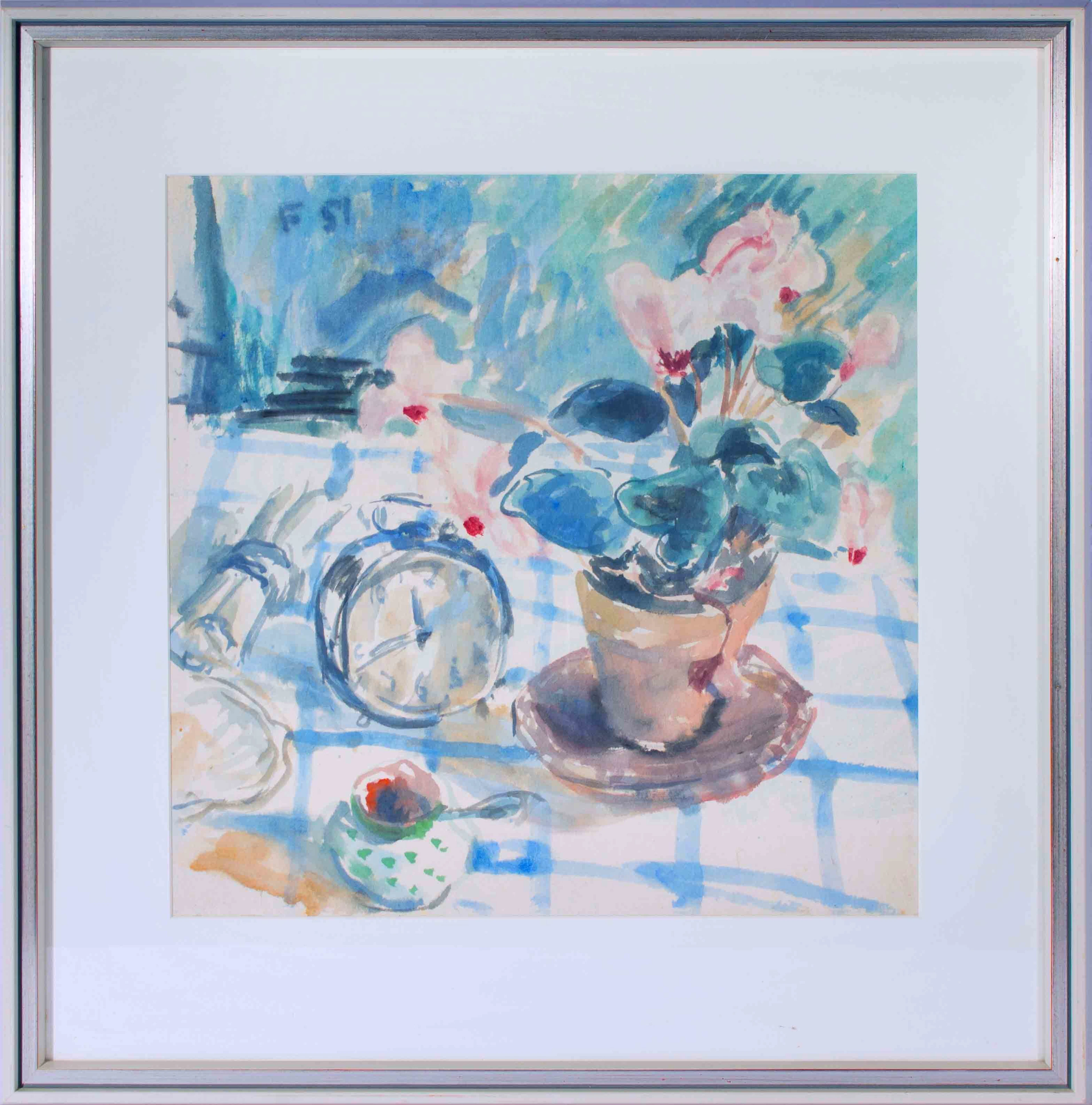 FRANZ FRANK. Zwei Aquarelle auf Aquarellbütten, Blumenstilleben, monogrammiert und datiert.
