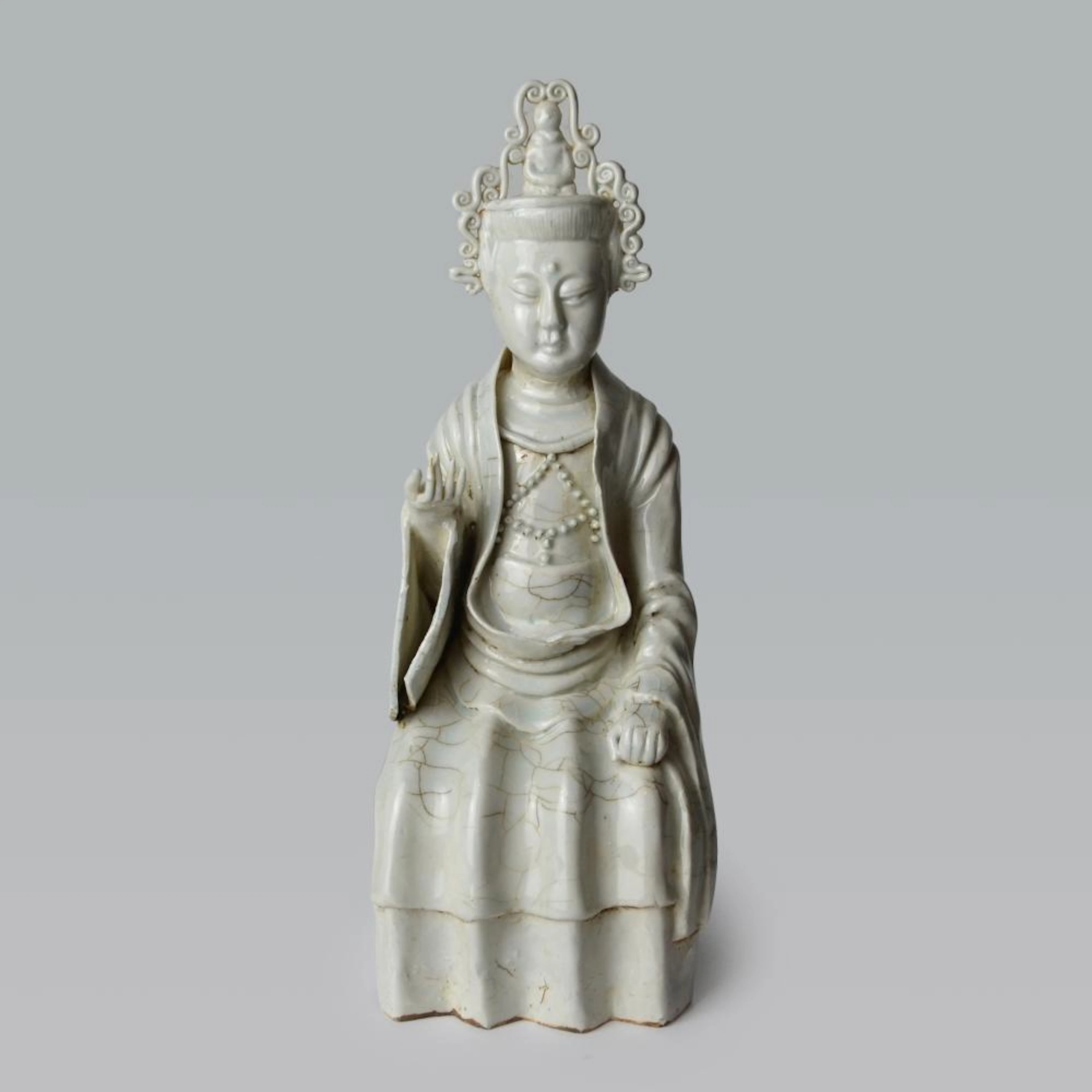 Yuan Dynasty, A Qingbai Seated Guanyin 元 青白瓷塑雕观音坐像
