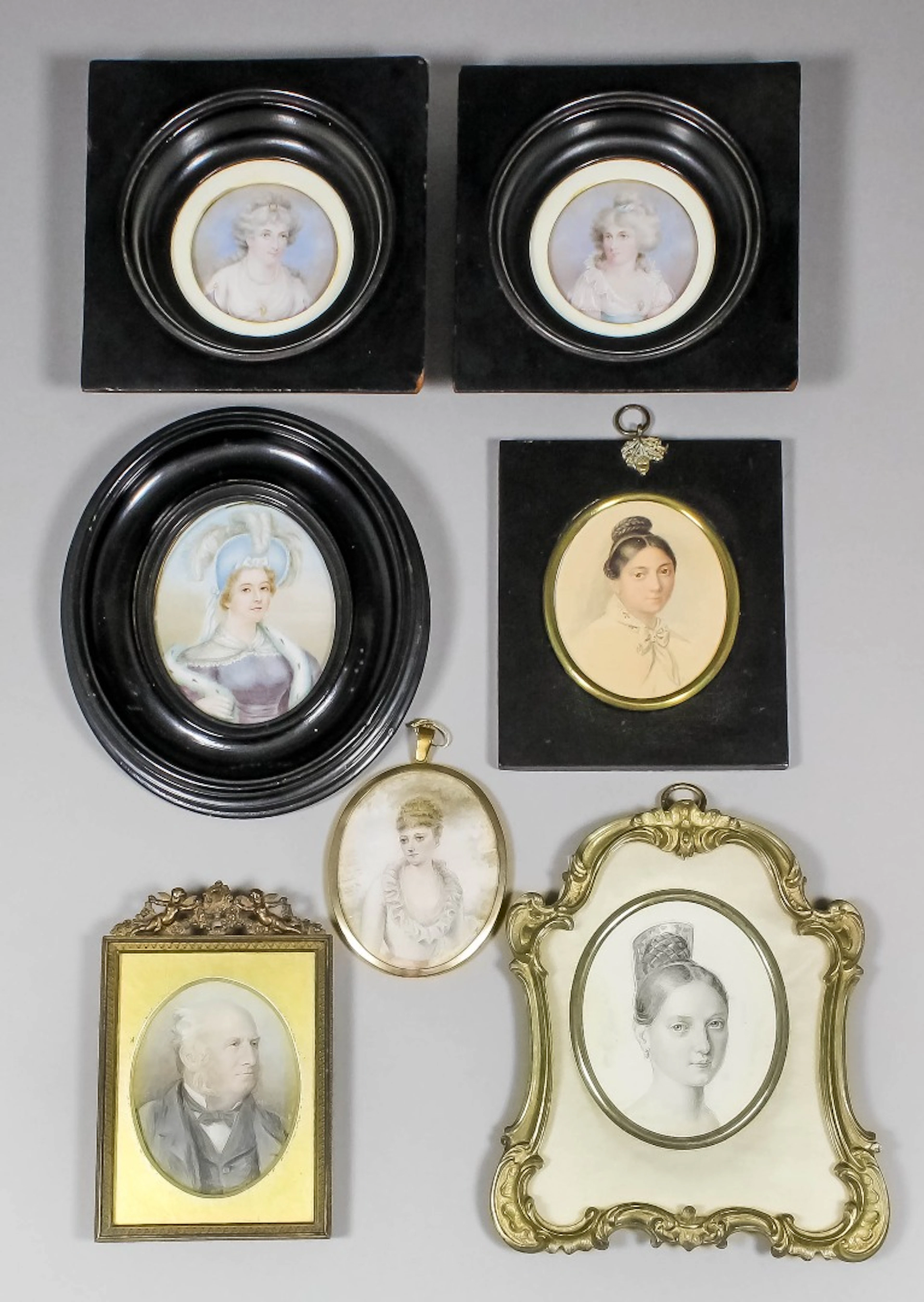 Late 18th/early 19th Century Continental school - Pair of miniature...