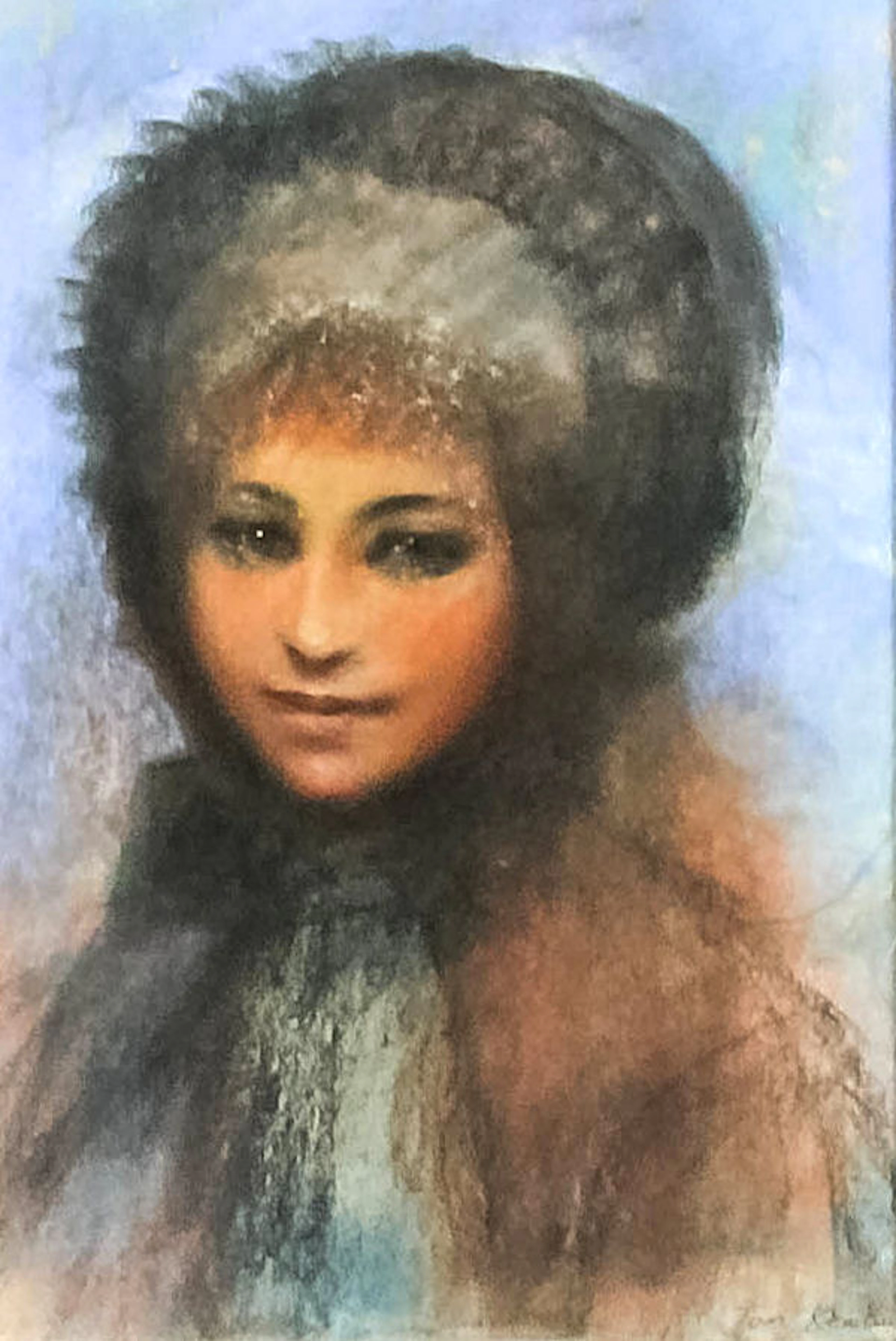 ***Tom Keating (1917-1984) - Pastel - Shoulder length portrait...