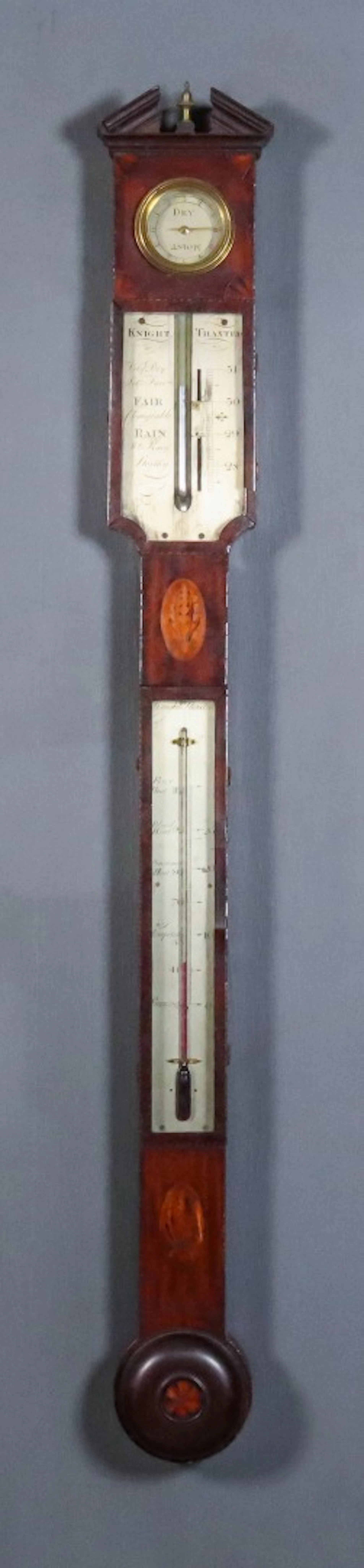 A George III Mahogany Stick Barometer and Thermometer