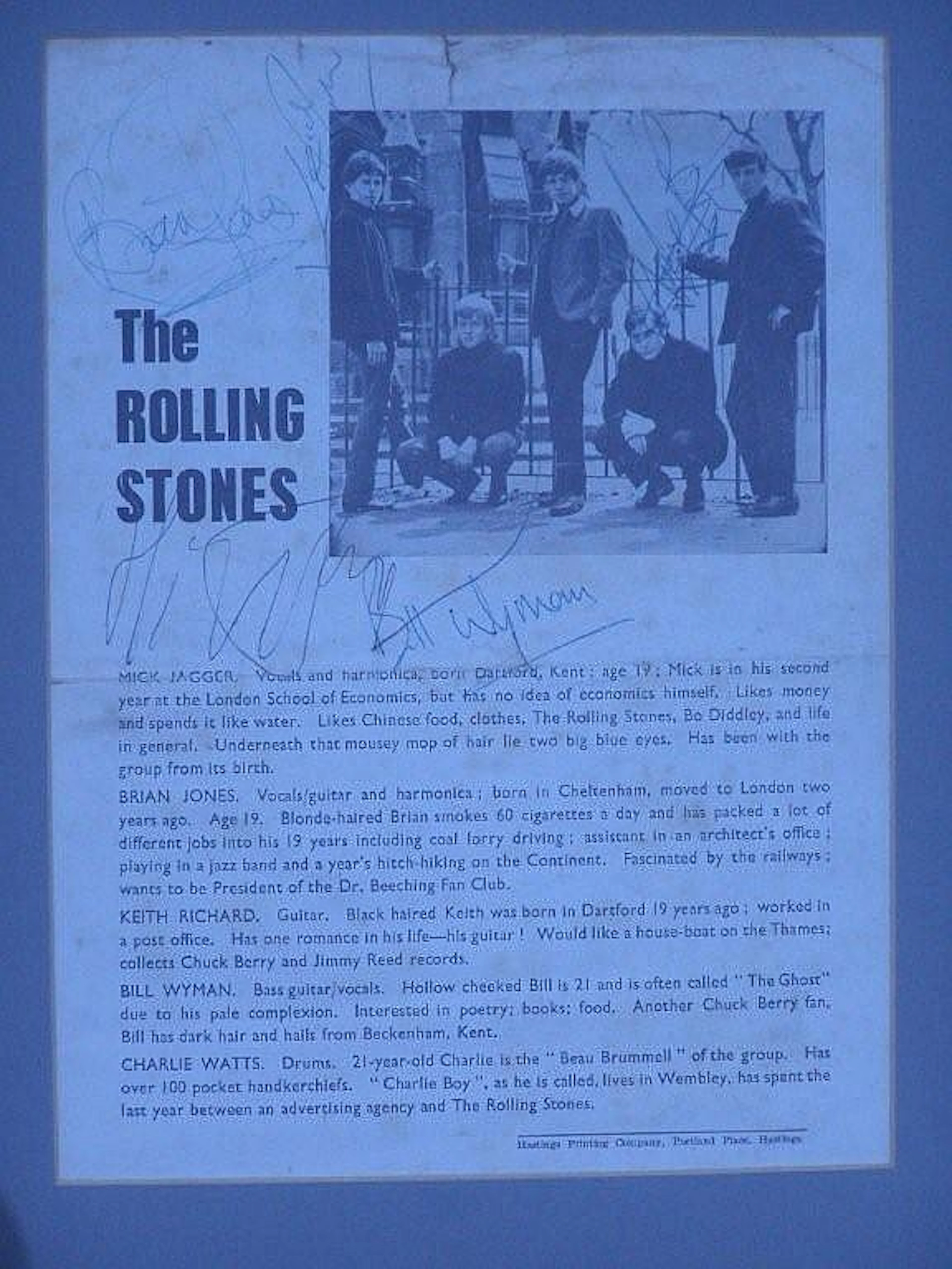 A 1960's Rolling Stones concert programme page,