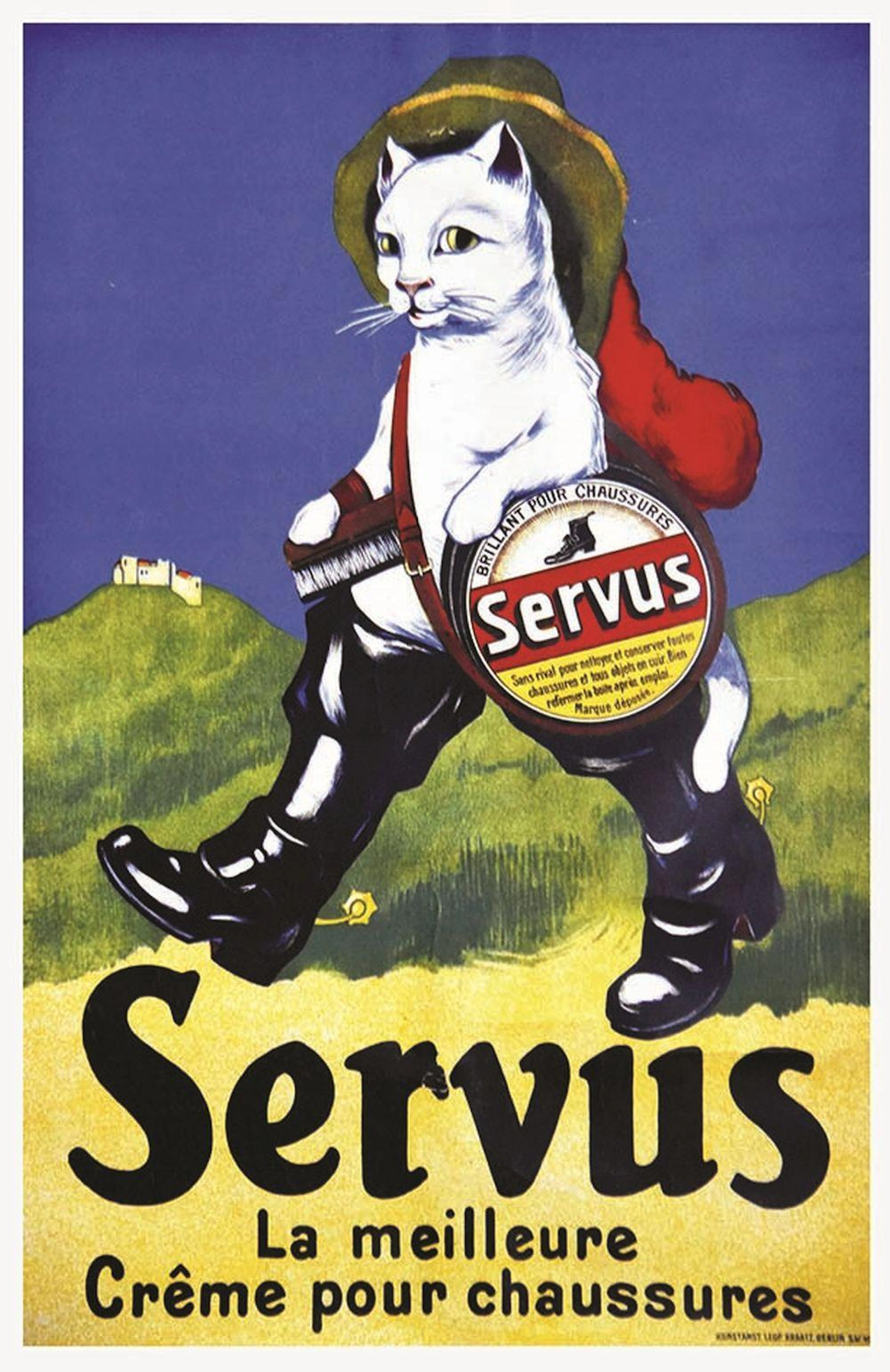 Chat Servus Brillant pour chaussures. vers 1950