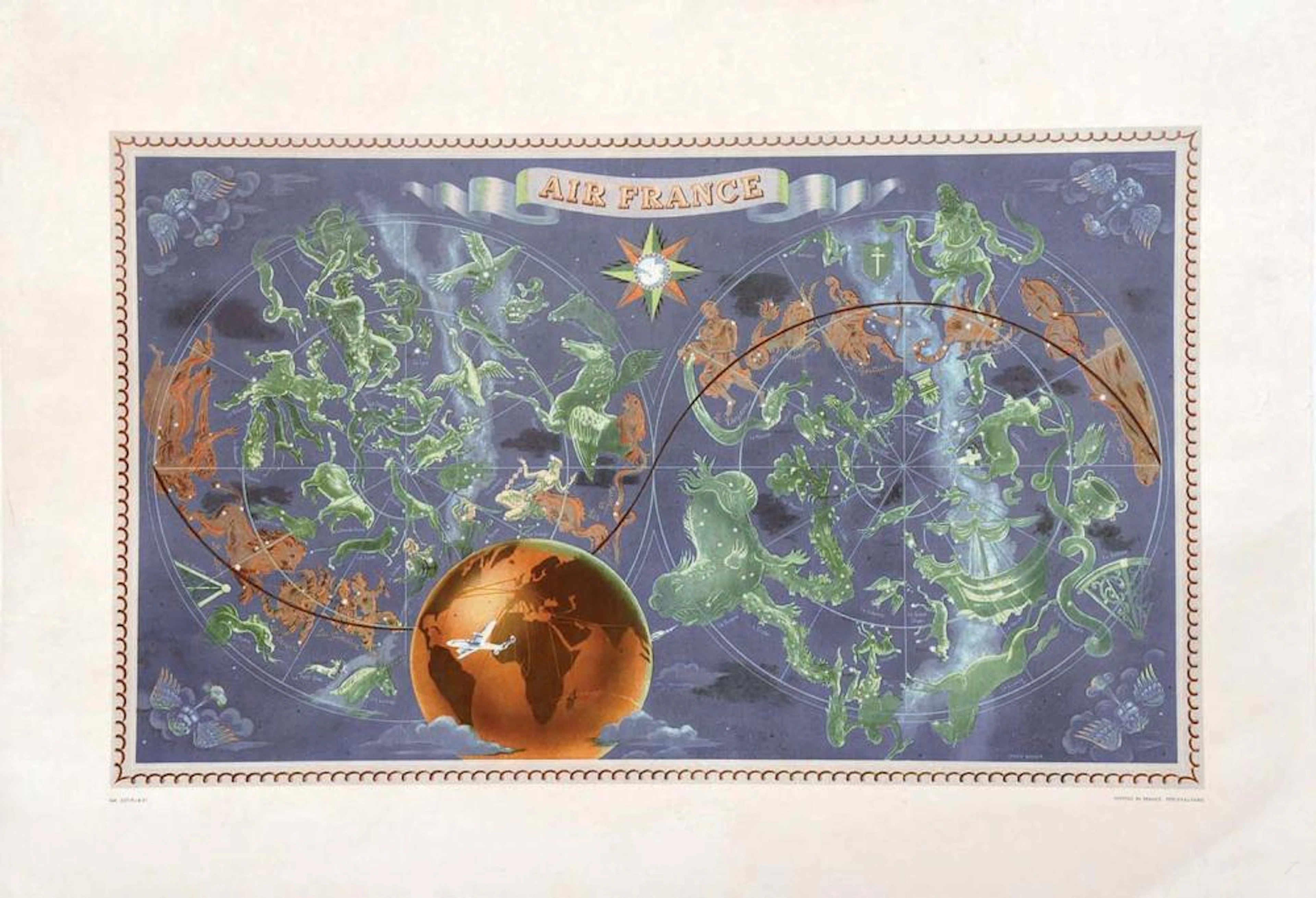 Signes du Zodiac Air France Planisphère 1951