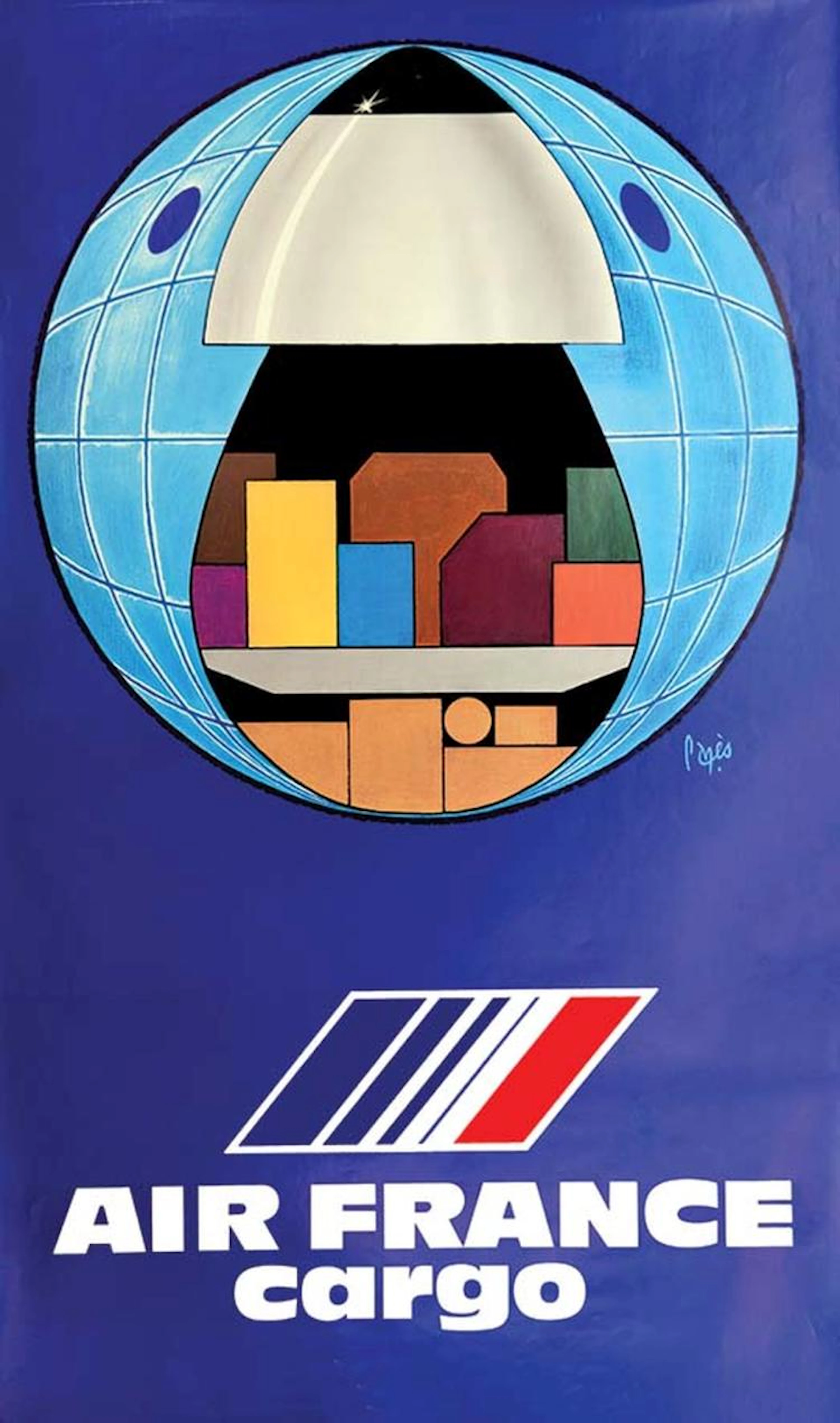 PAGES - Air France Cargo ( Mappe Monde ) vers 1980