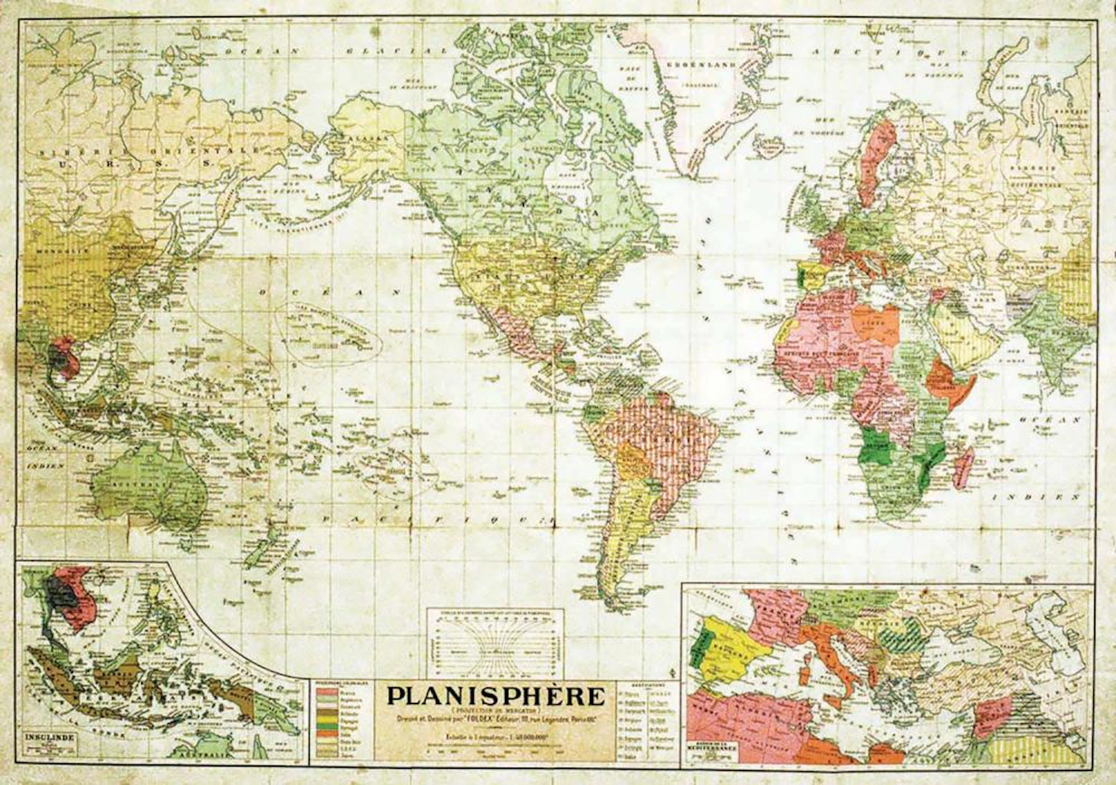 Planisphère des Possecions Coloniales