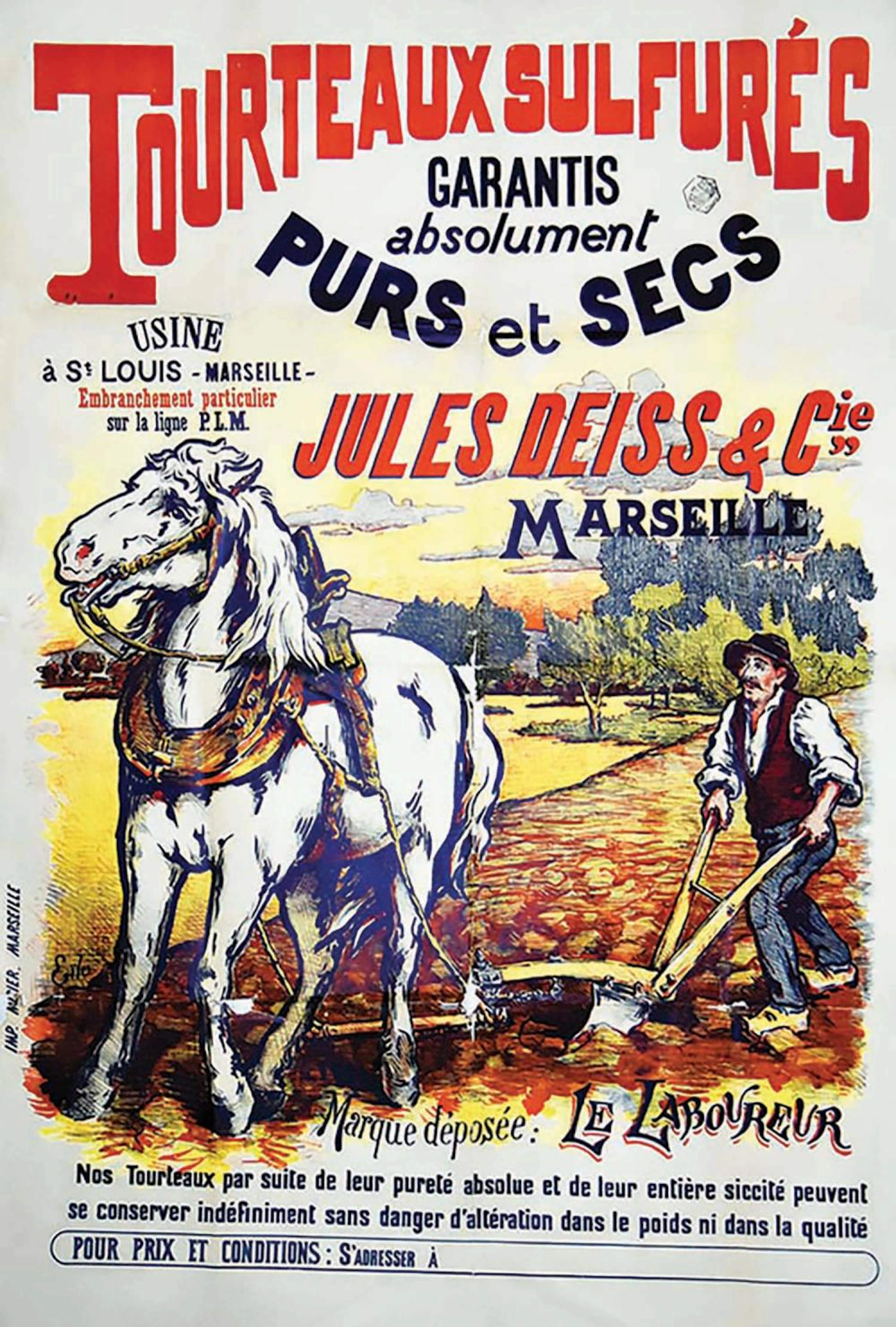 Jules Deiss & Cie Tourteaux Sulfurés garentis pur & Secs Le Laboureur