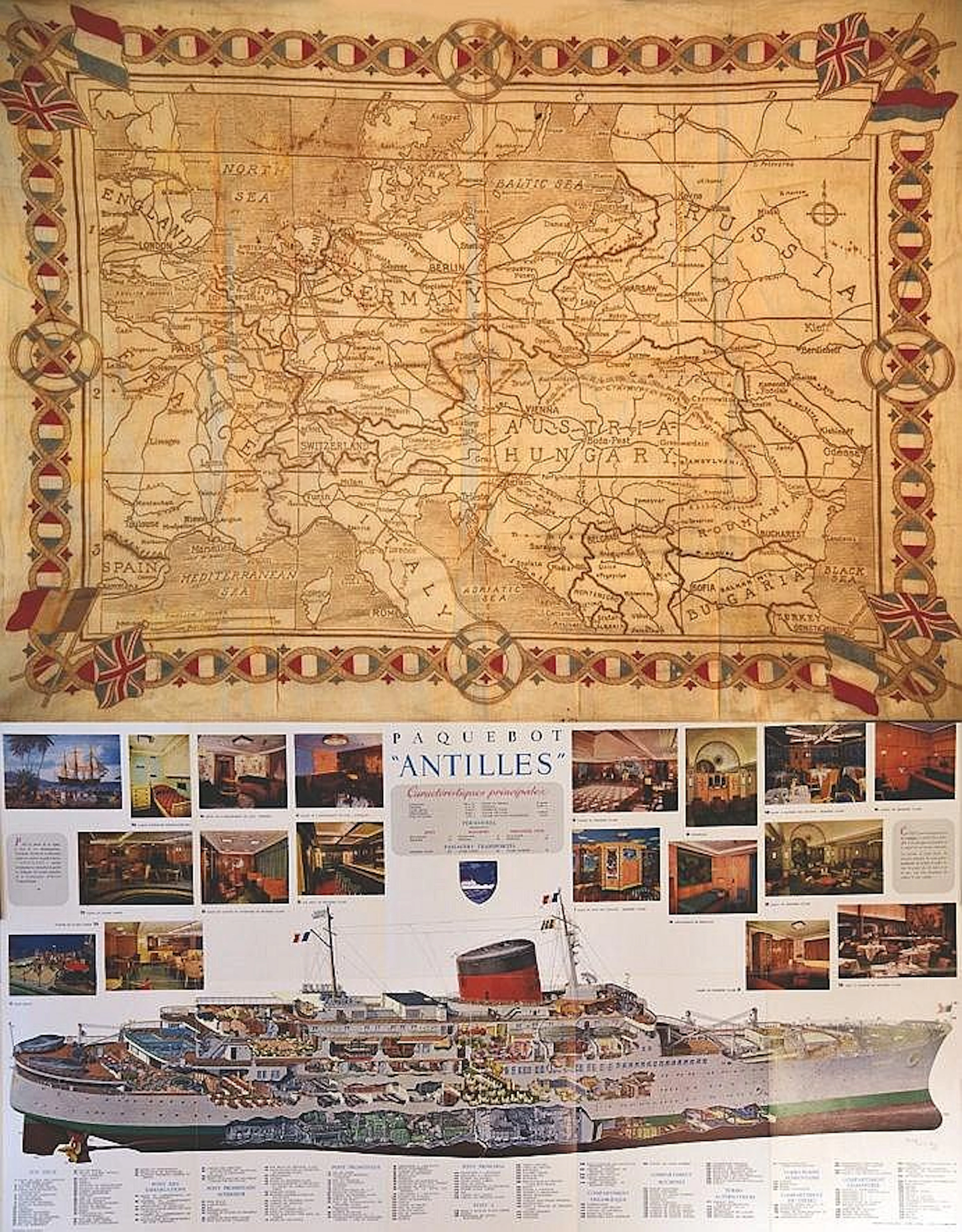 Lot de Diverses 4 Affiches et d'un Foulard et un écorché vers 1950 et après