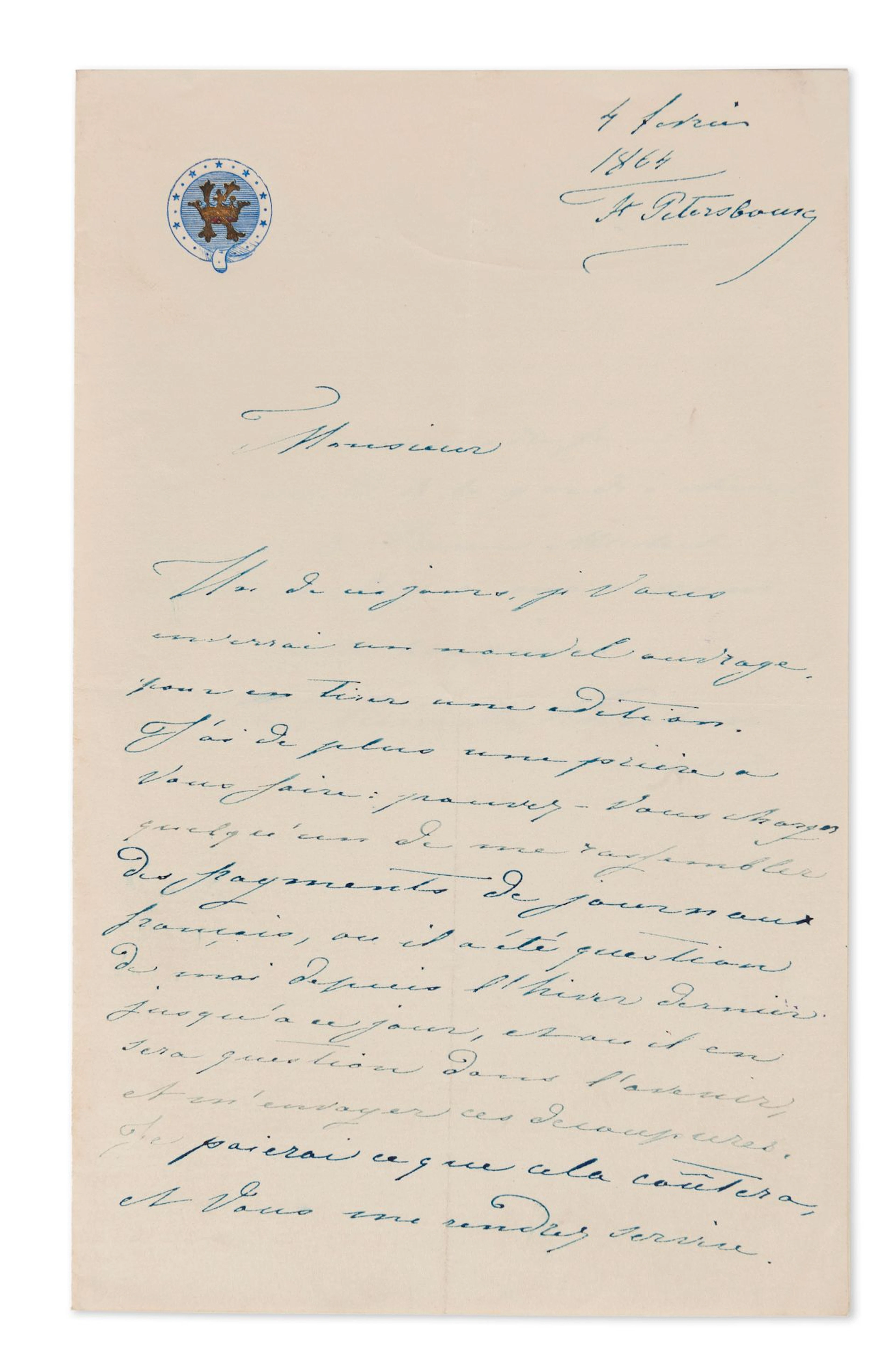 Princesse Varvara Rimsky-Korsakov. Lettre... - Lot 176 - Eric Caudron