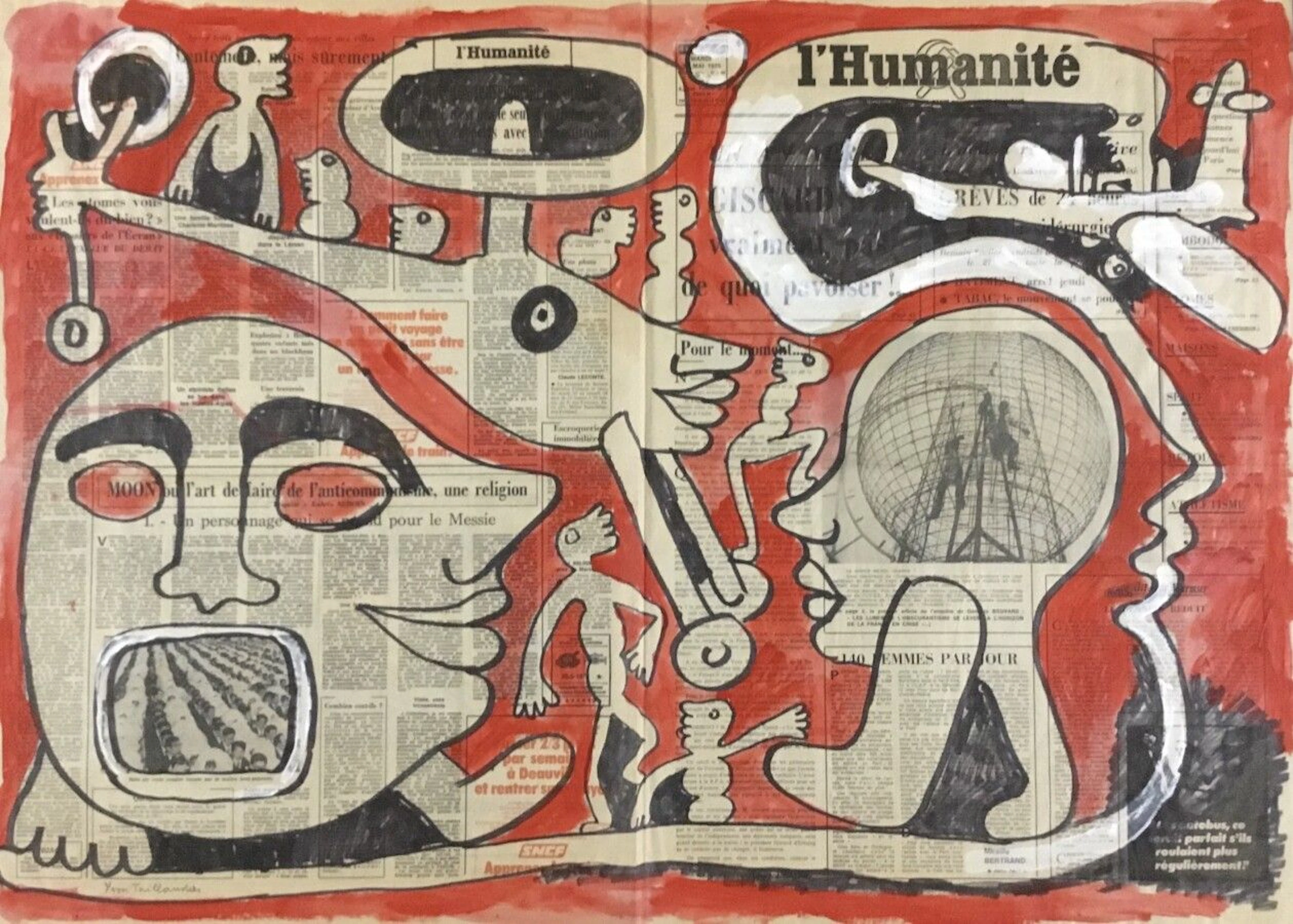 TAILLANDIER Yvon Acrylique sur papier journal... - Lot 462 - Eric Caudron