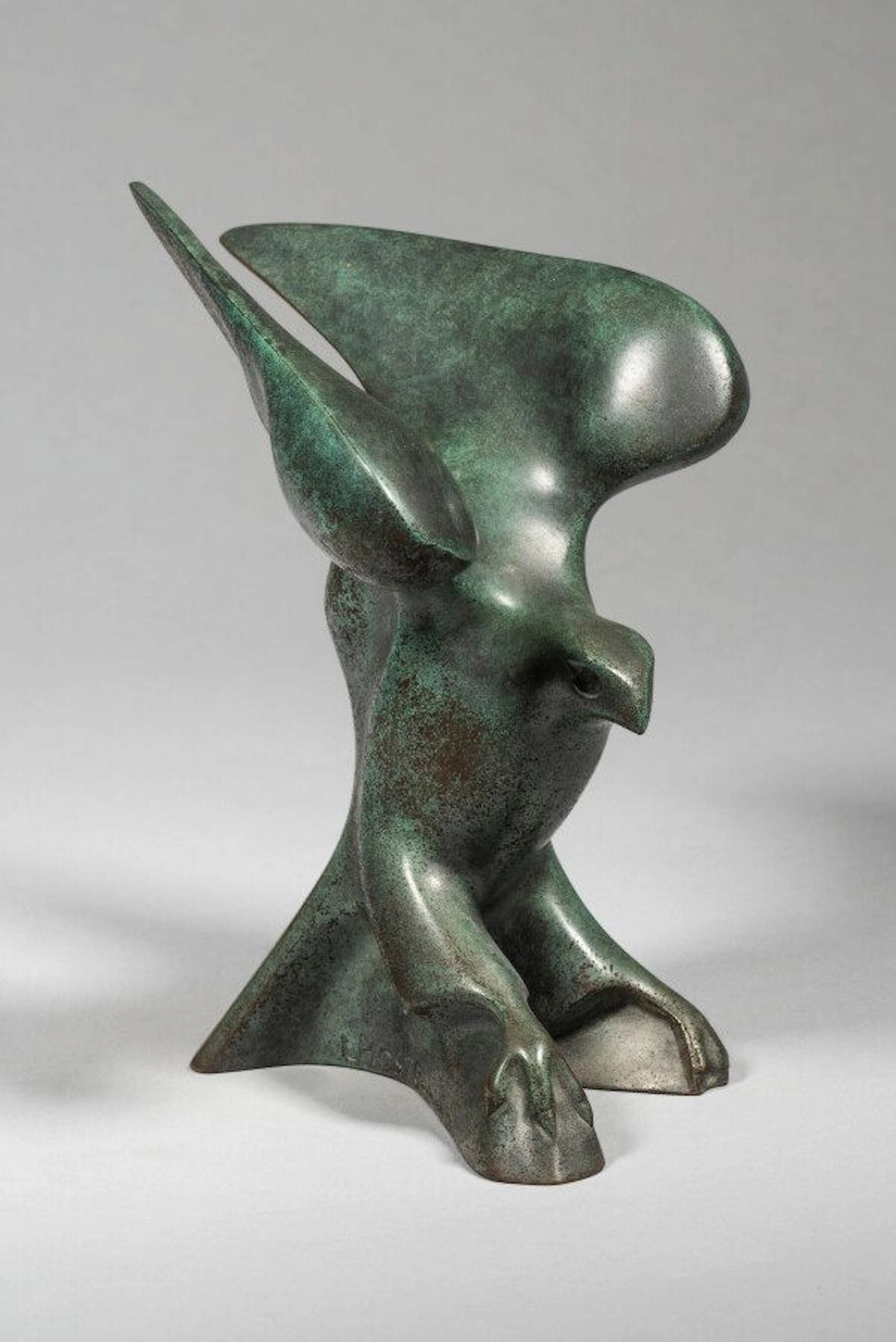 LHOSTE L'aigle Bronze à patine vert clair,... - Lot 86 - Eve