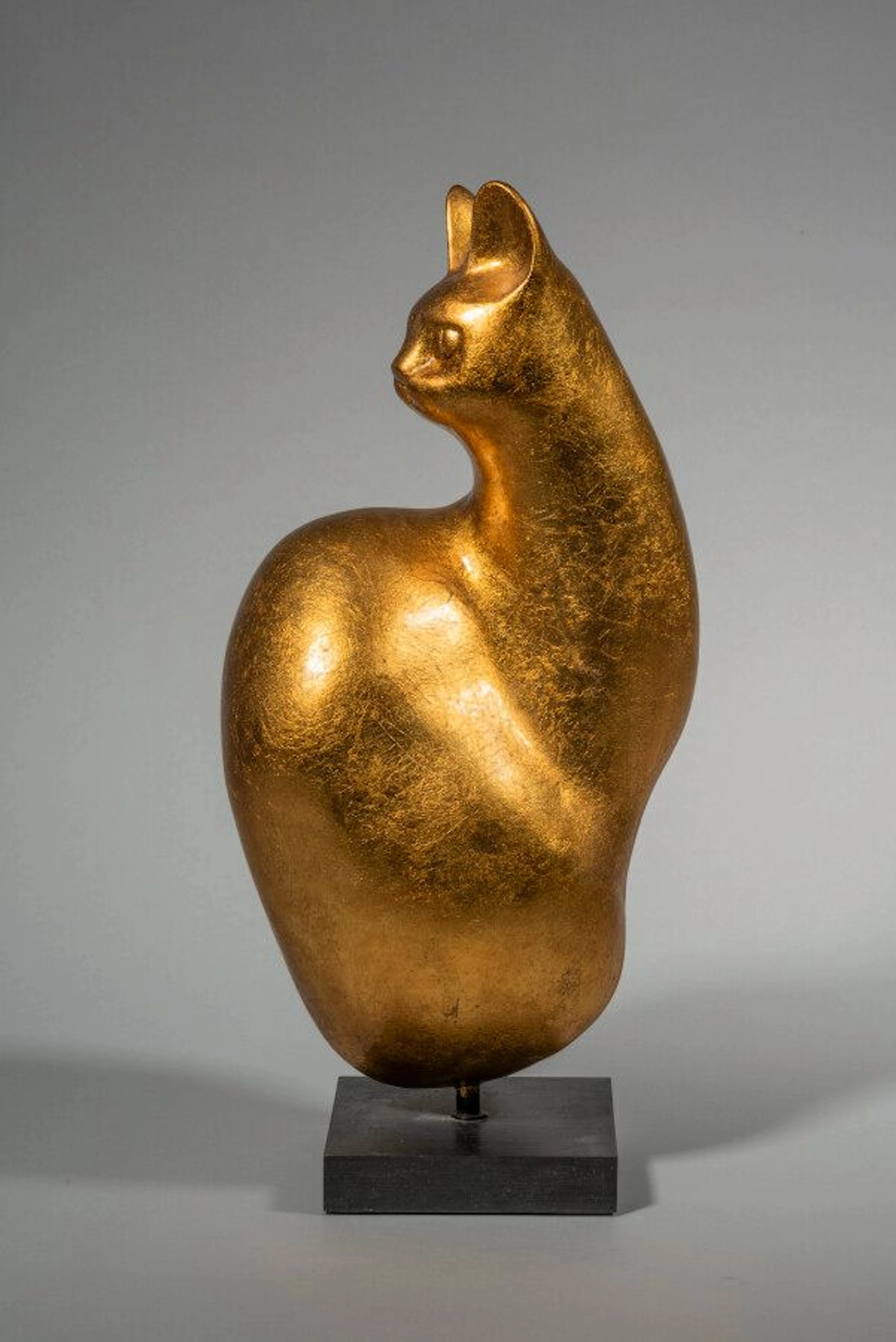 LHOSTE Chat droit Résine patine or Epreuve... - Lot 147 - Eve