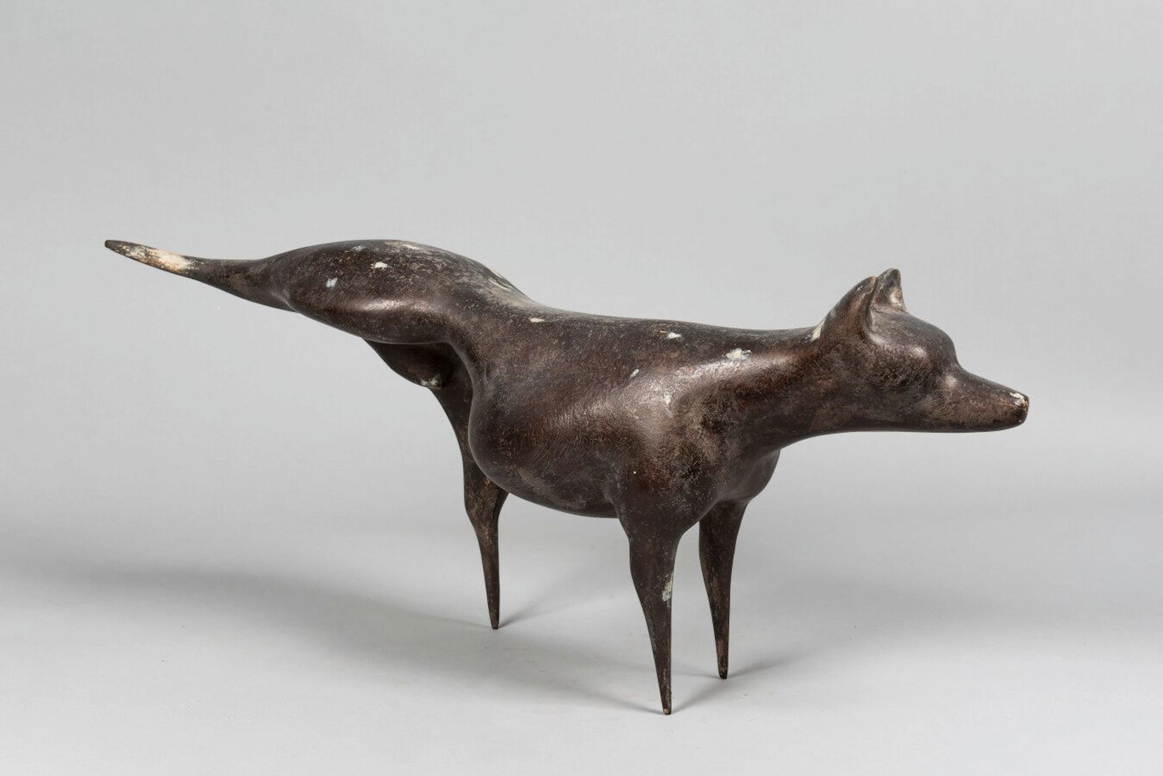 LHOSTE Pincher pissant Plâtre patiné Haut... - Lot 216 - Eve