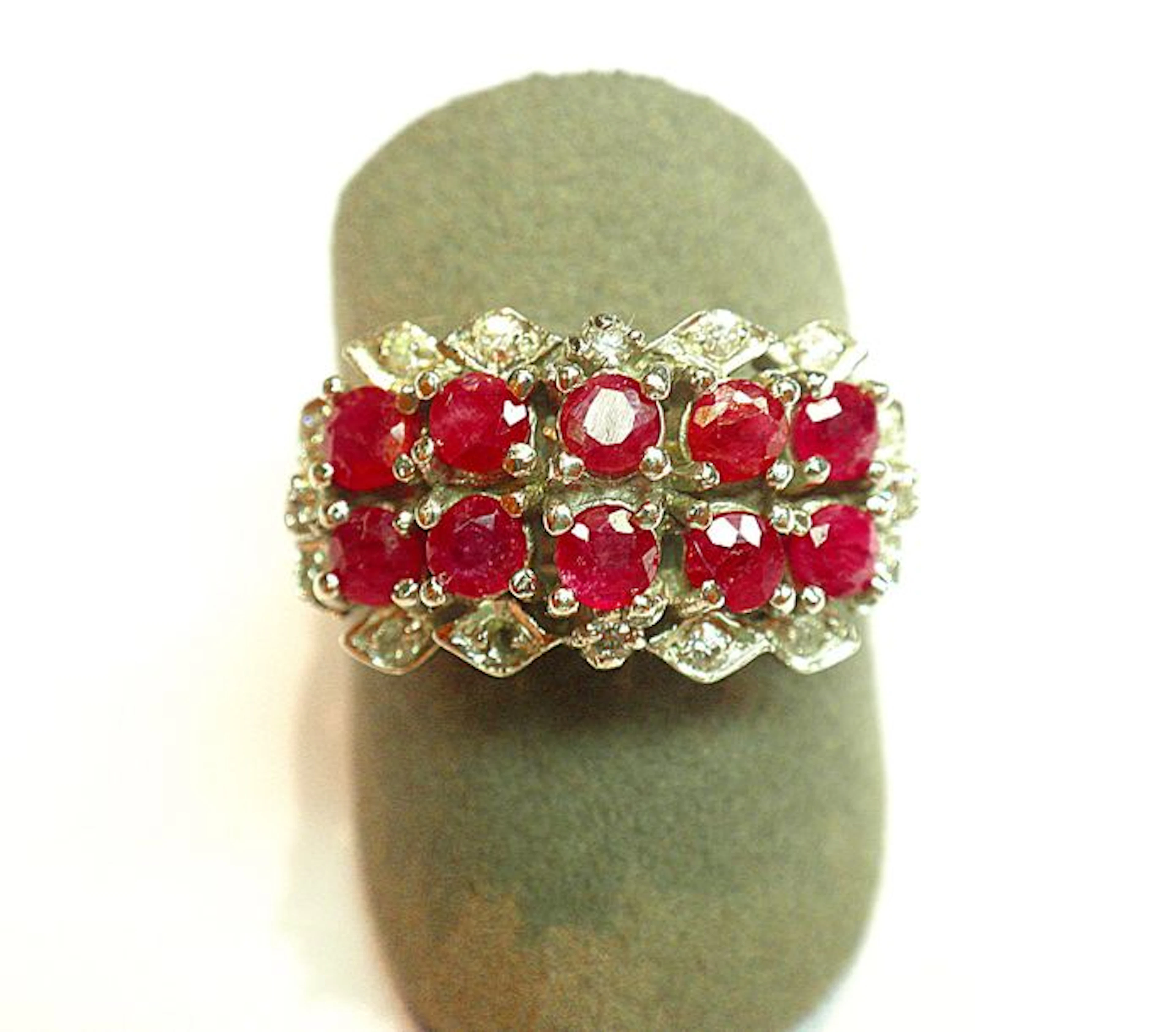 BAGUE en argent rectangulaire, 2 rangées…