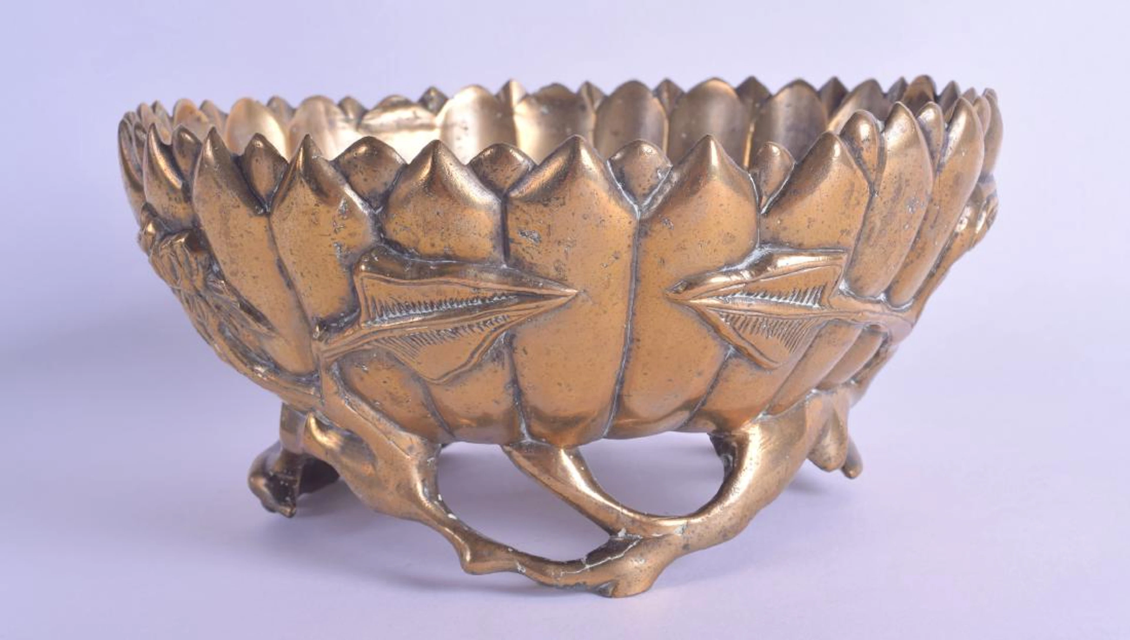 An unusual 19th century chinese scalloped bronze censer
