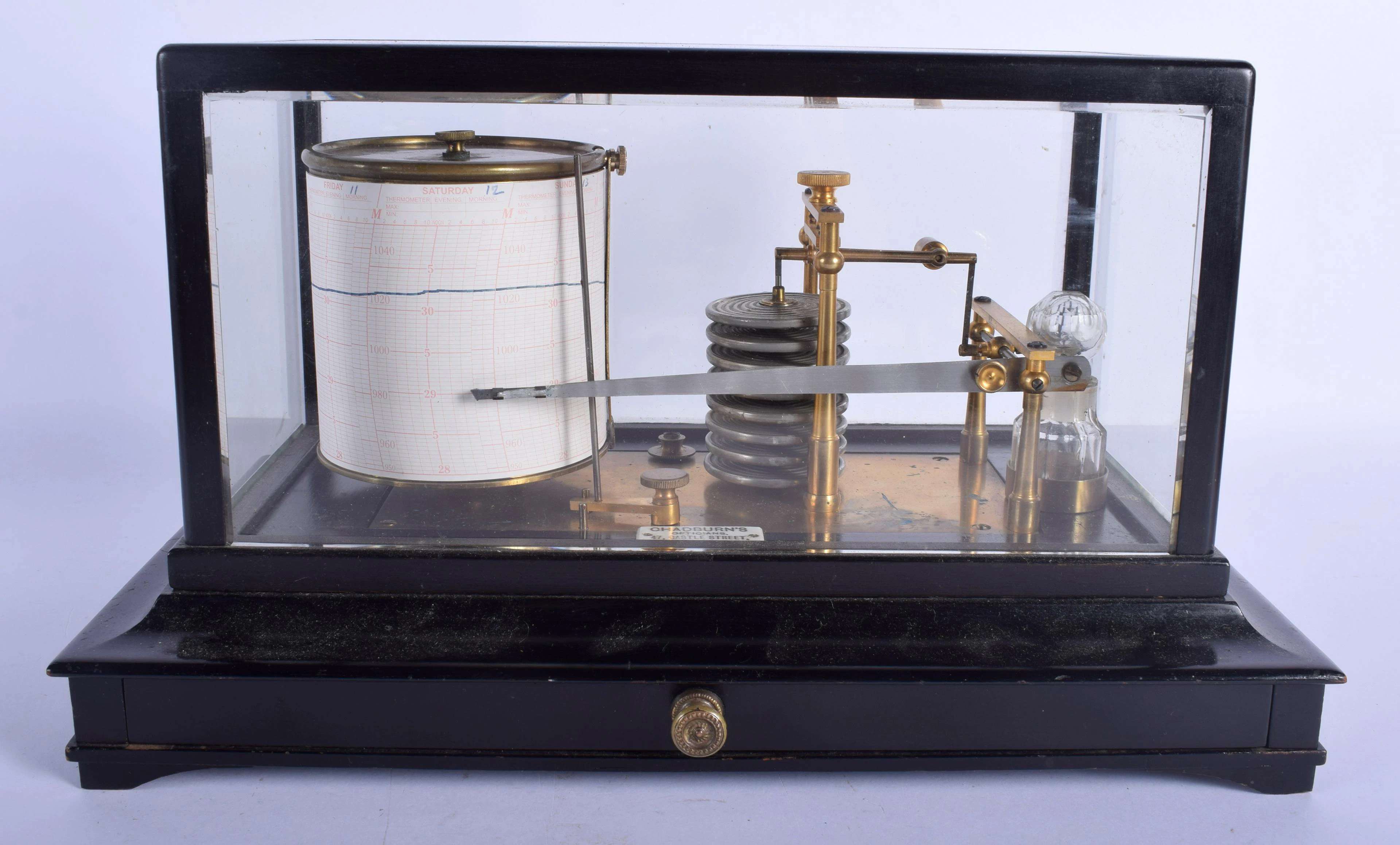AN ANTIQUE CHADBURNS SCIENTIFIC BAROGRAPH. 35 cm x 21