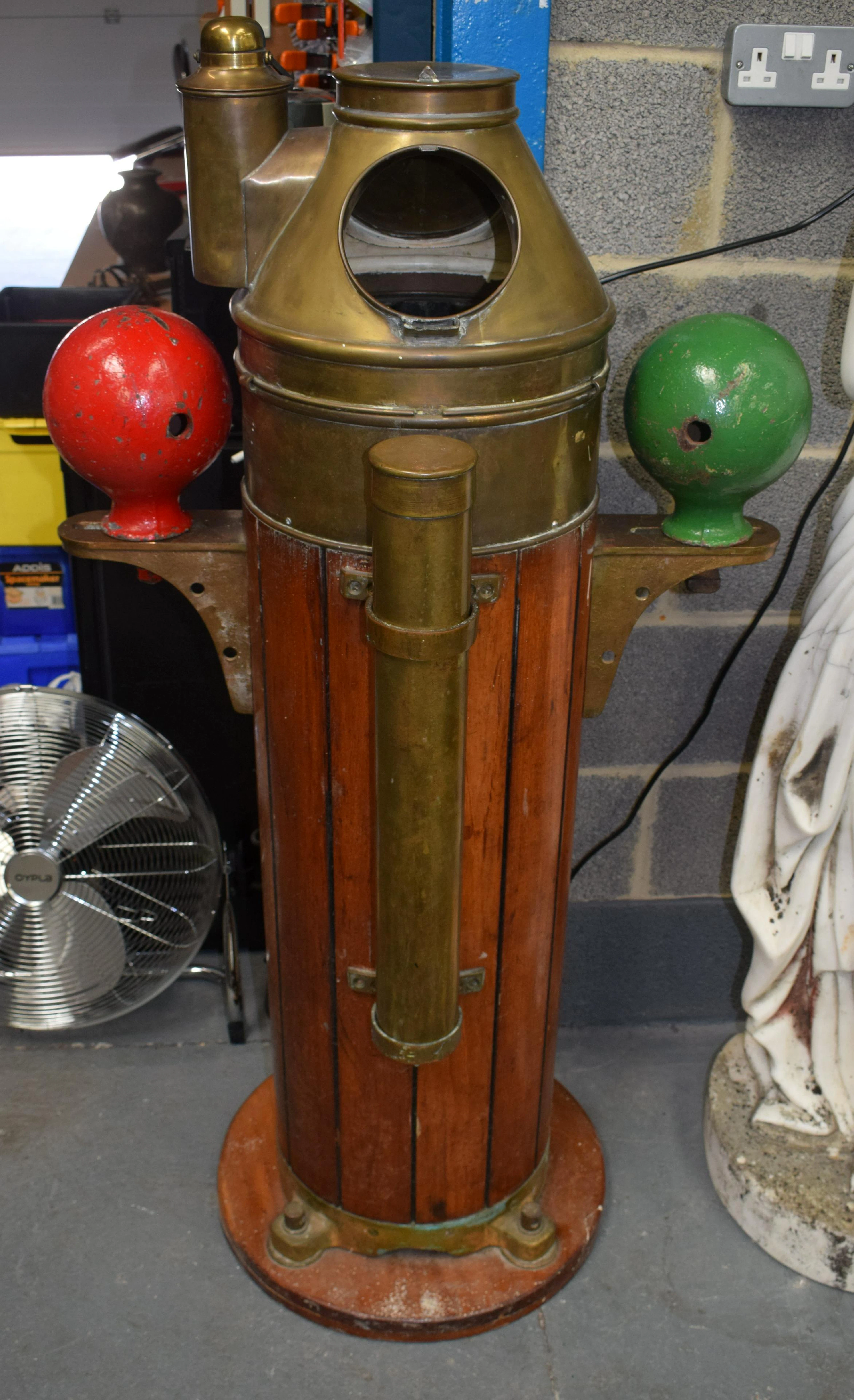 A VINTAGE BRONZE MOUNTED MARTIME SHIPS BINNACLE with