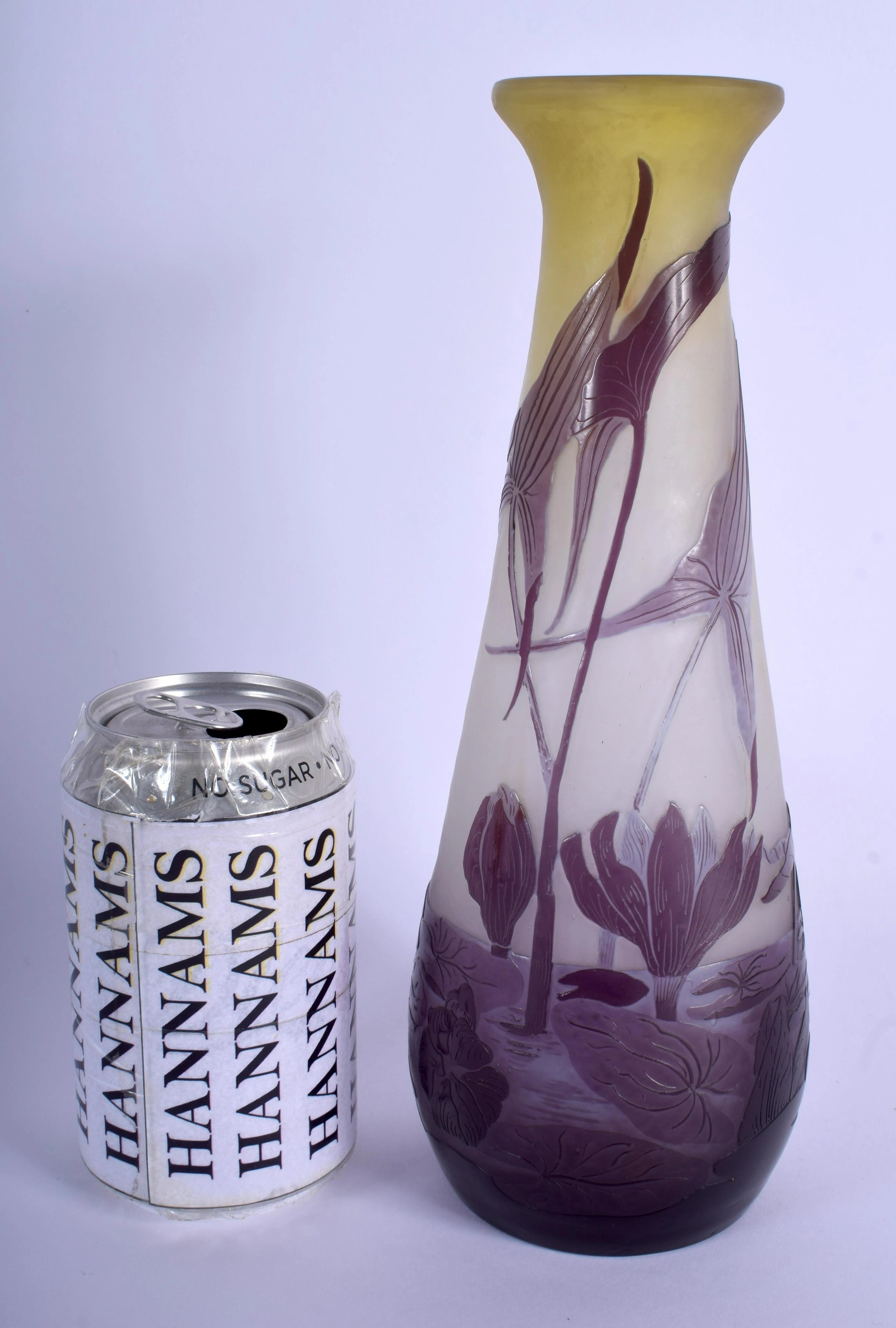 A GOOD LARGE ART NOUVEAU CAMEO GLASS VASE by Emile